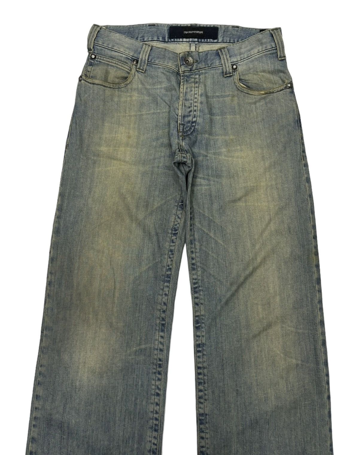 🔥EMPORIO ARMANI DENIM BLUE BAGGY DISTRESSED DENIM JEANS