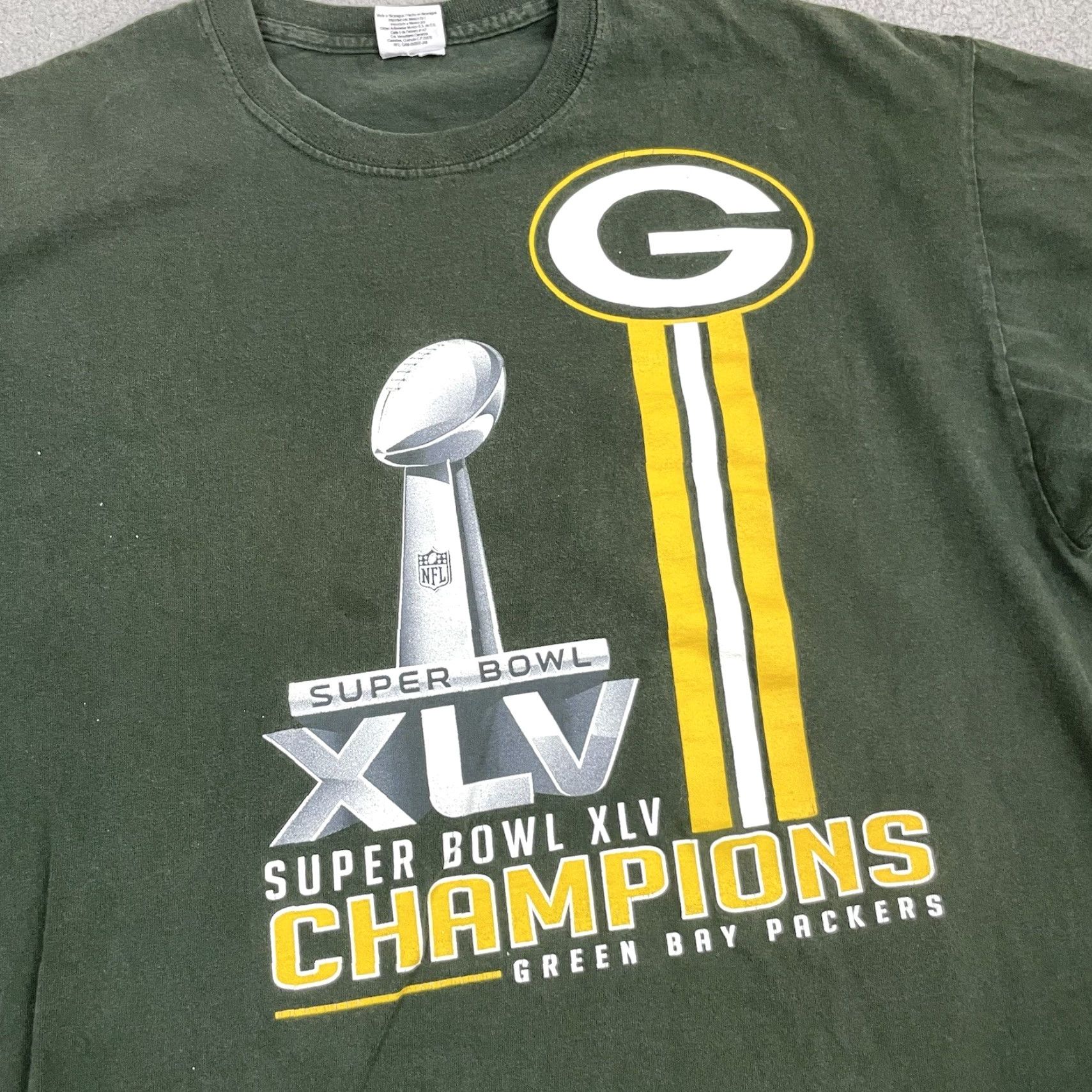 NFL Green Bay Packers T Shirt Adult Medium Green NFL Champions XLV Super Bowl Rare M Size US M / EU 48-50 / 2 - 2 Thumbnail