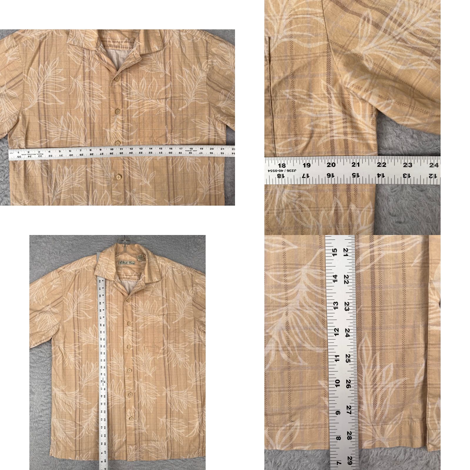 Vintage Batik Bay Shirt Mens Medium Beige Plaid Floral 100% Cotton Button Up Shirt Size US M / EU 48-50 / 2 - 8 Thumbnail