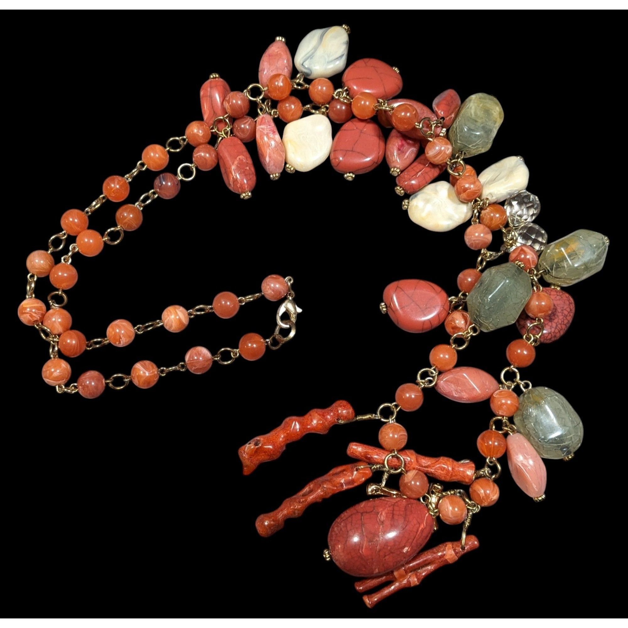 Other Vintage Mermaidcore Beaded Acrylic And Coral Fringe Necklace Size ONE SIZE - 1 Thumbnail