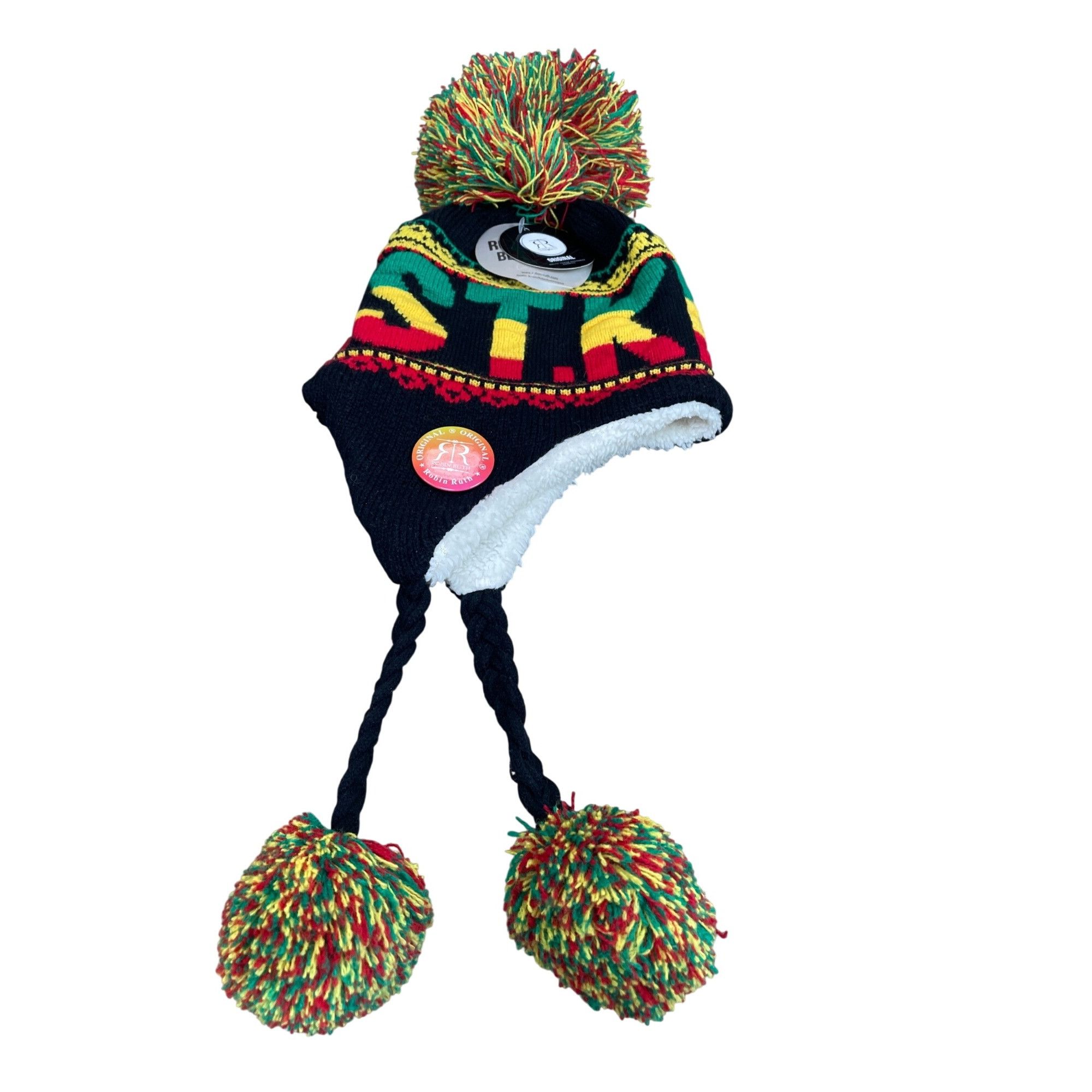 Robin Ruth Robin Ruth Knit beanie Earflap Hat With Pom Poms & Fleece Li Size ONE SIZE - 1 Thumbnail