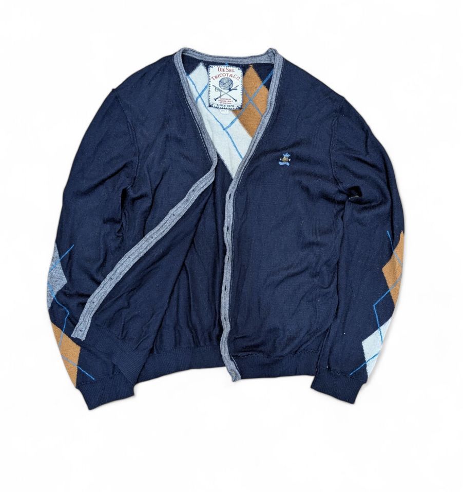 Diesel DIESEL Argyle Diamond Inside-Out Seams Cardigan Size US M / EU 48-50 / 2 - 7 Thumbnail