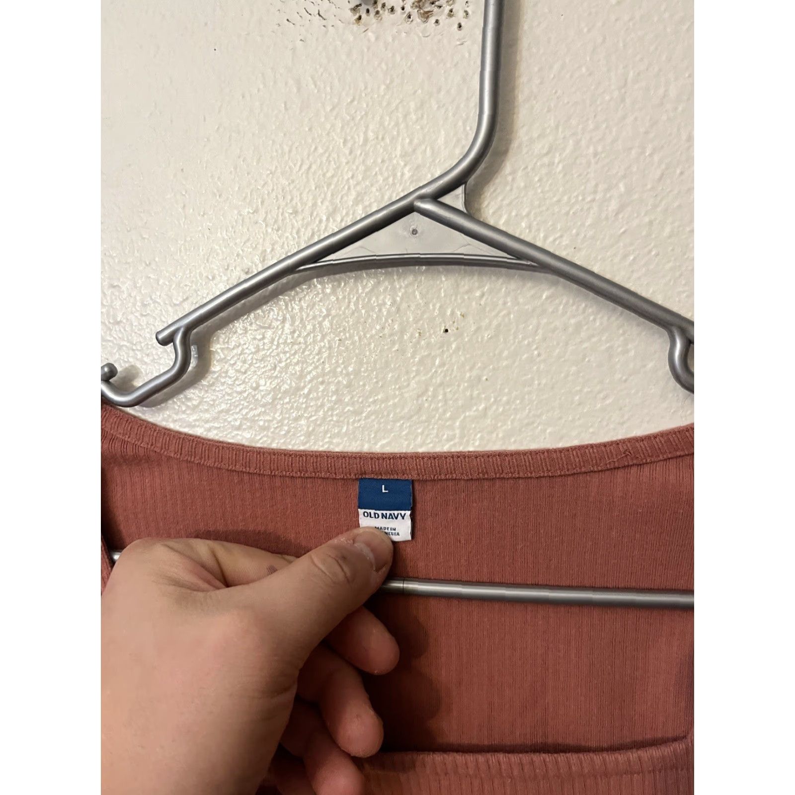 Old Navy Old Navy Bodysuit Long-Sleeve Square-Neck Pink Salmon Size Large Regular Women's Solid Knit Cotton Spandex Elastane Size L / US 10 / IT 46 - 2 Thumbnail