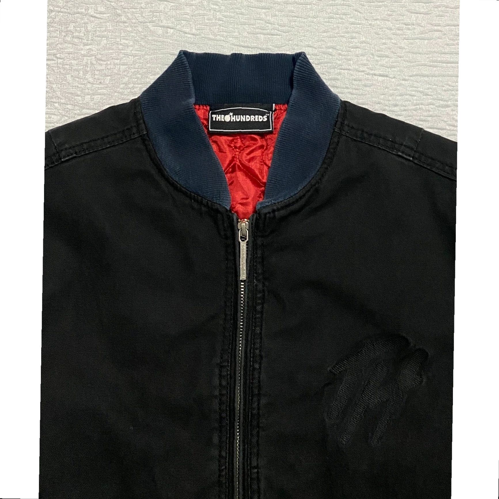 The Hundreds The Hundreds Los Angeles Bomber Jacket Black M Varsity Zip Zipper Logo Embroidered Cotton Blend Canvas Lined Padded Casual Mens Medium Size US M / EU 48-50 / 2 - 4 Thumbnail