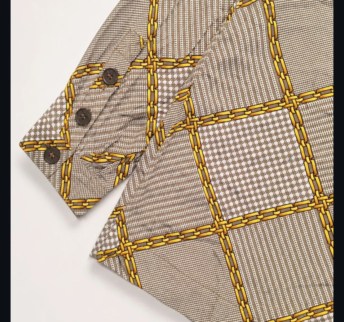 Celine Vintage Celine Silk Geometric Chain Print Shirt Size M / US 6-8 / IT 42-44 - 4 Thumbnail