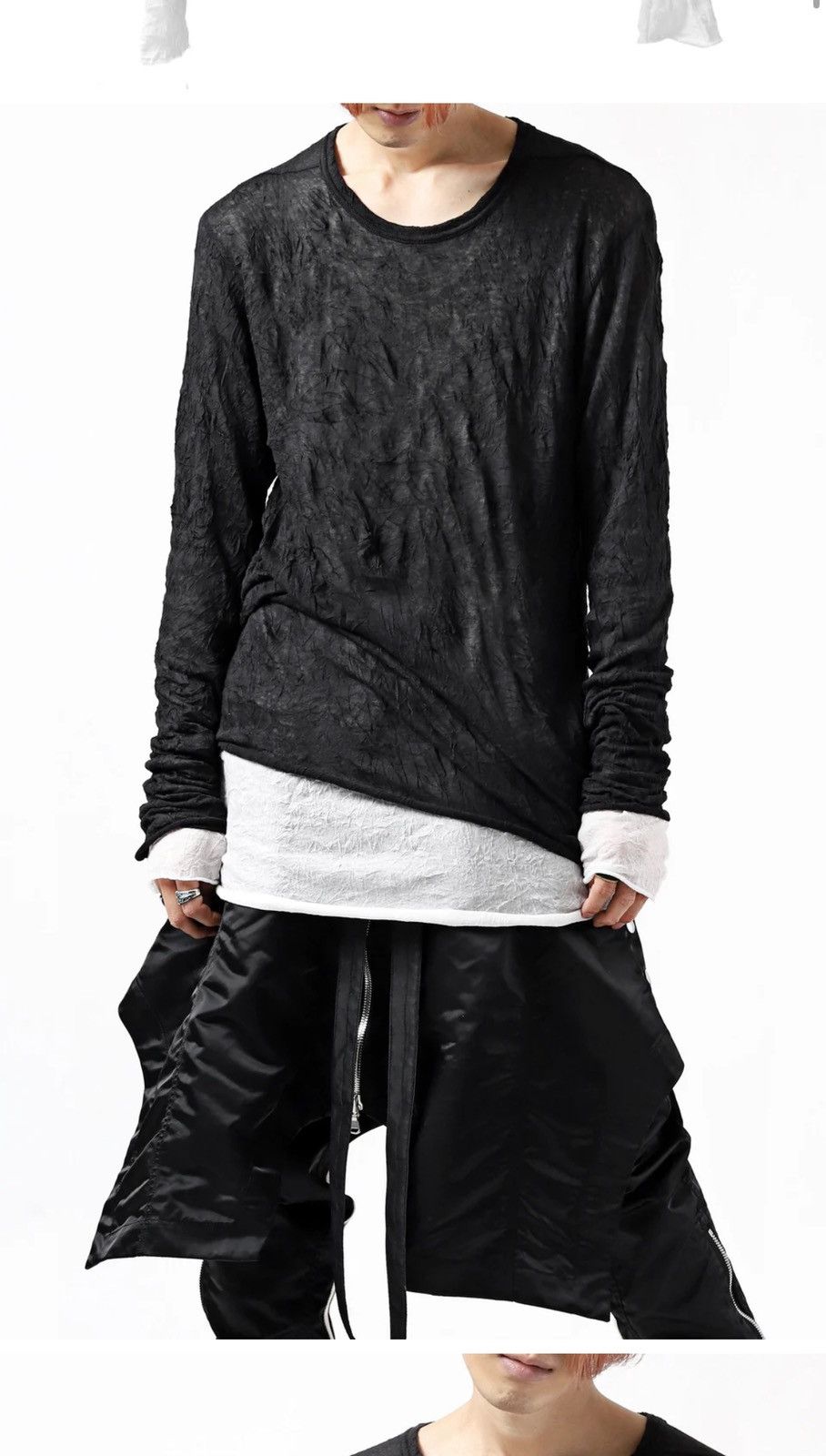 A.F Artefact A.F ARTEFACT CRUMPLE DOUBLE LAYER JERSEY L/S (BLACK×WHITE) Size US L / EU 52-54 / 3 - 2 Thumbnail