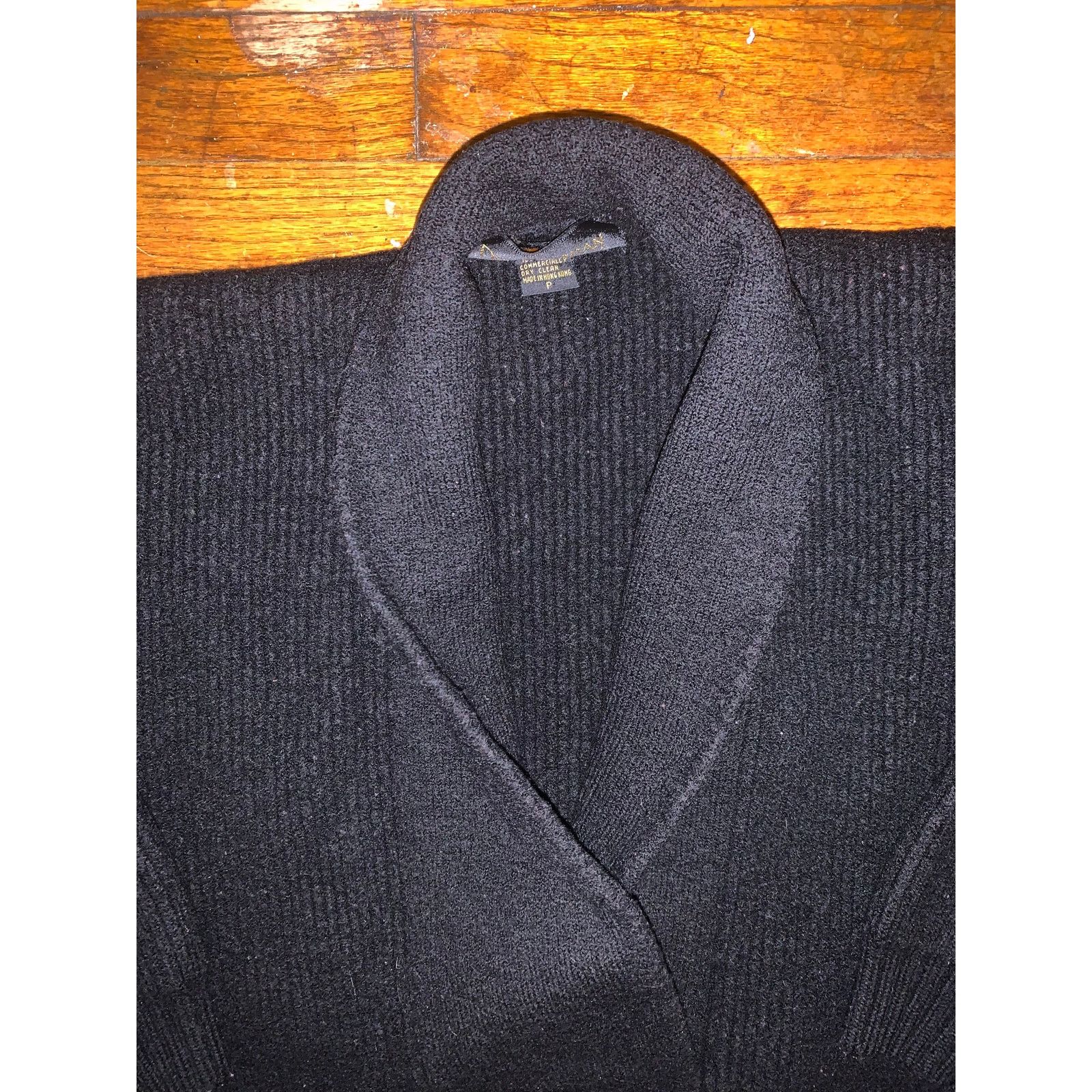DKNY × Donna Karan × Vintage Donna Karan Wool Sweater Petite P Black Shawl Collar DKNY Size M / US 6-8 / IT 42-44 - 2 Thumbnail