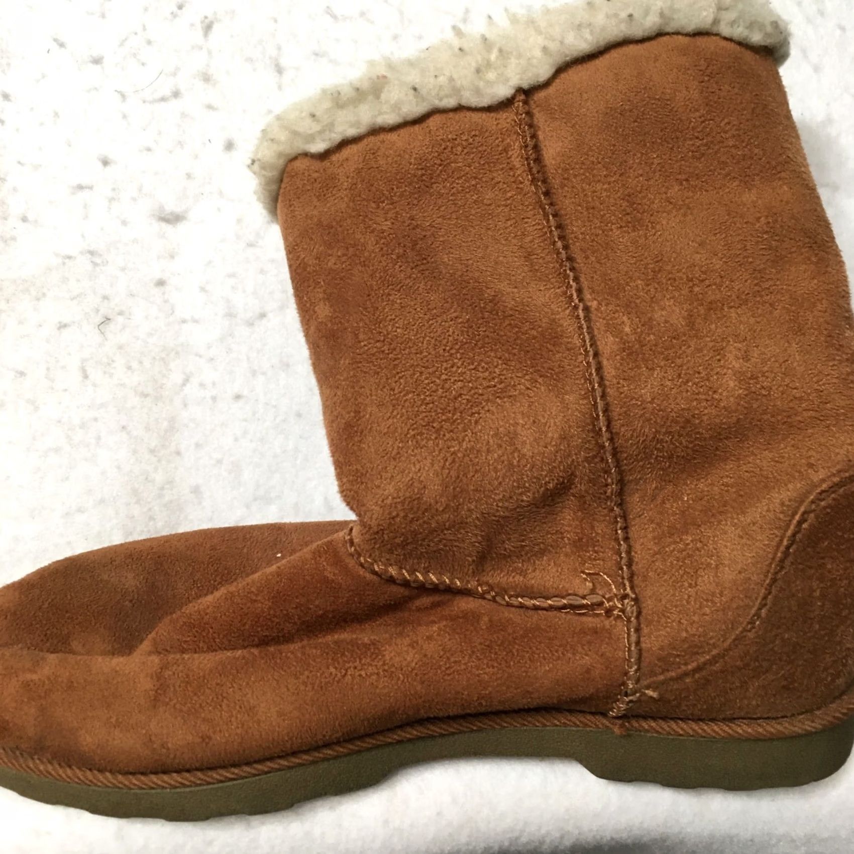 Vintage SO Women’s Sz 9 Chestnut Brown Faux Fur Cozy Winter Mid-Calf Boots Size US 9 / IT 39 - 6 Thumbnail