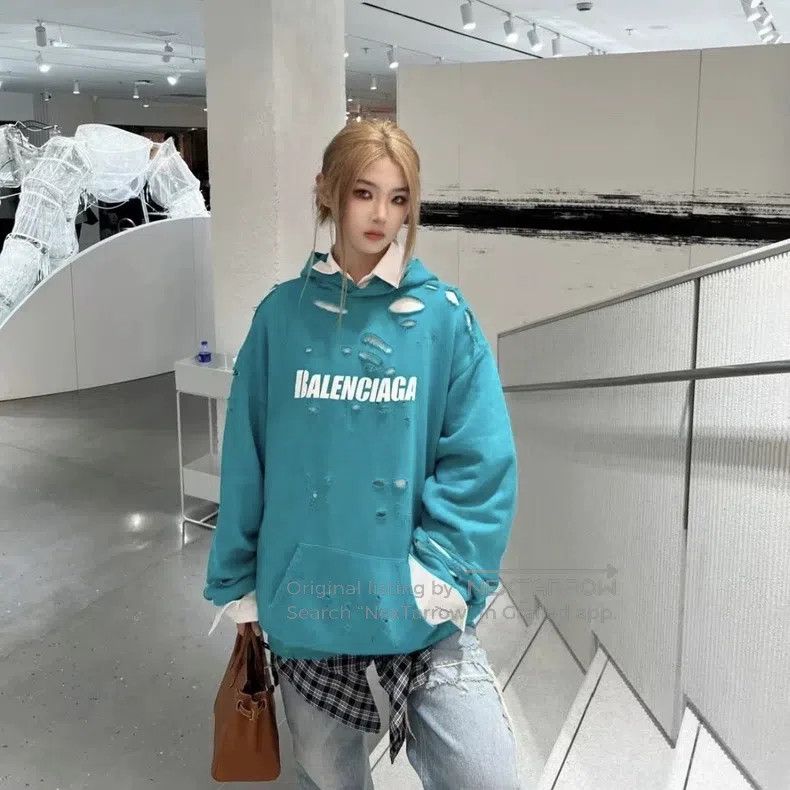 Balenciaga Balenciaga Double Layer Destroyed Hoodie Size US XS / EU 42 / 0 - 1 Thumbnail