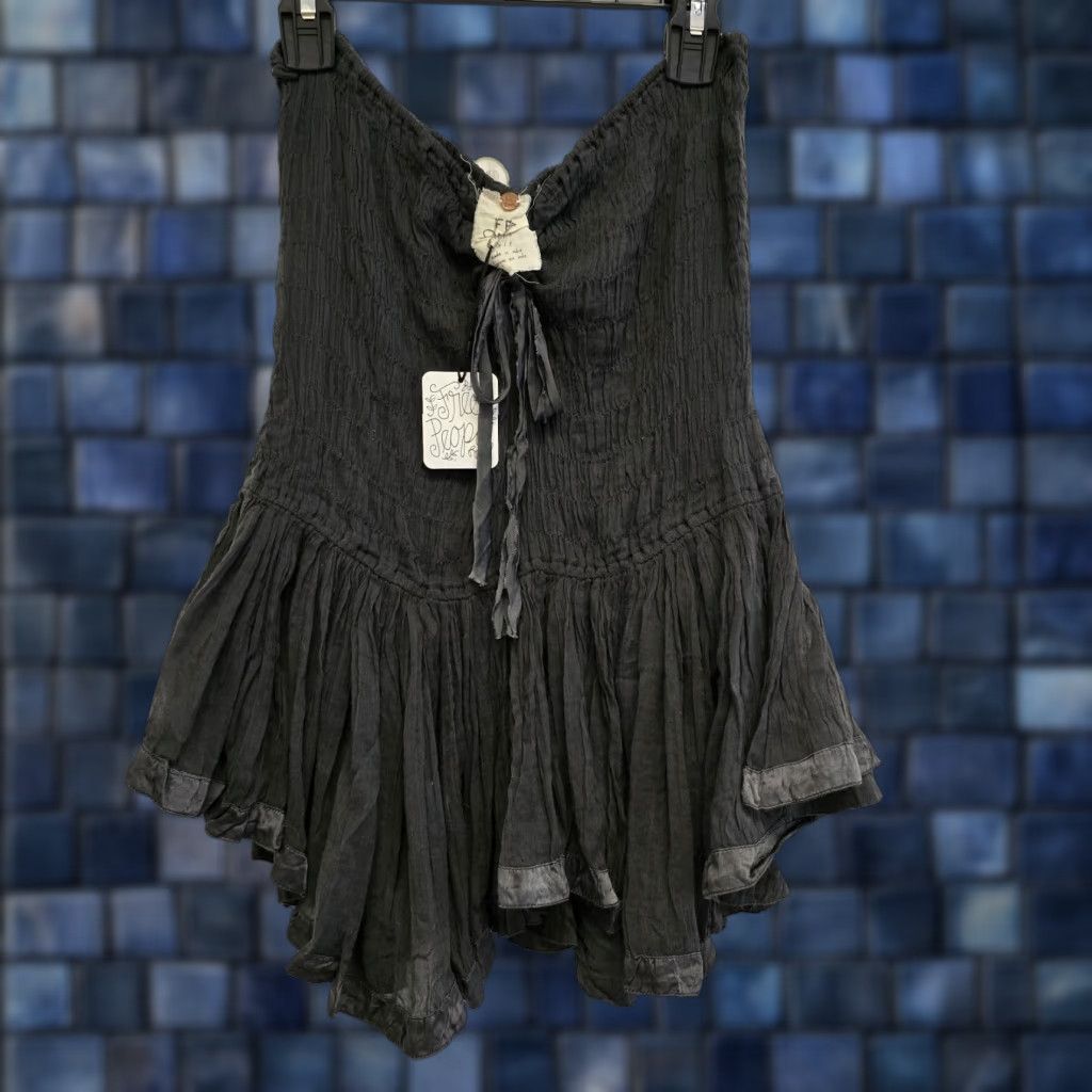 Free People Free People Blouse Shirt XS Black Sleeveless Strapless Bandeau Silk Tie Casual Denim Material Cotton Modern Fairycore Y2K Grunge Size XS / US 0-2 / IT 36-38 - 1 Thumbnail