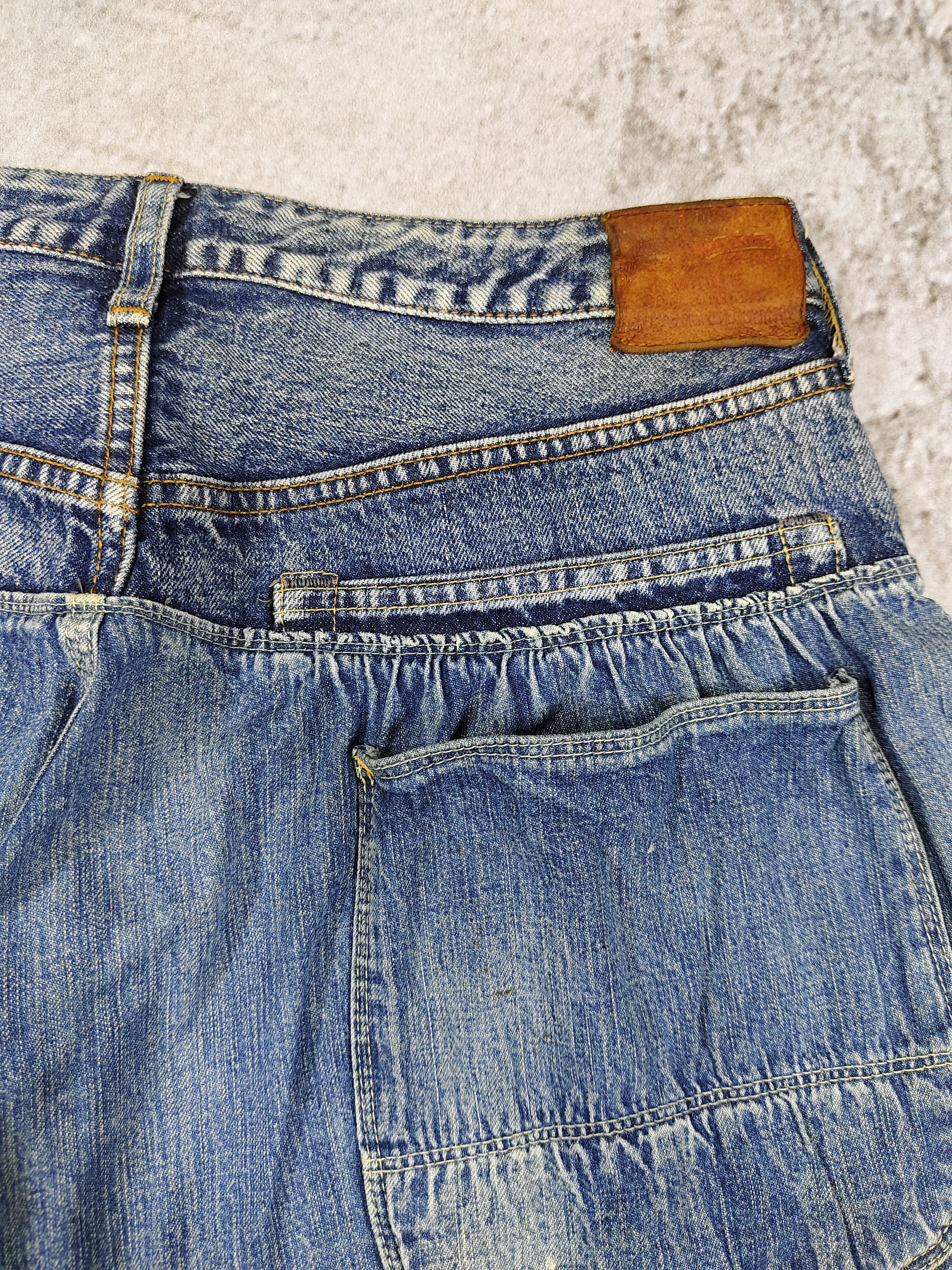 Japanese Brand 00s Denim & Dungaree- Gathered Waist Carpenter Denim Shorts Size US 31 - 4 Thumbnail