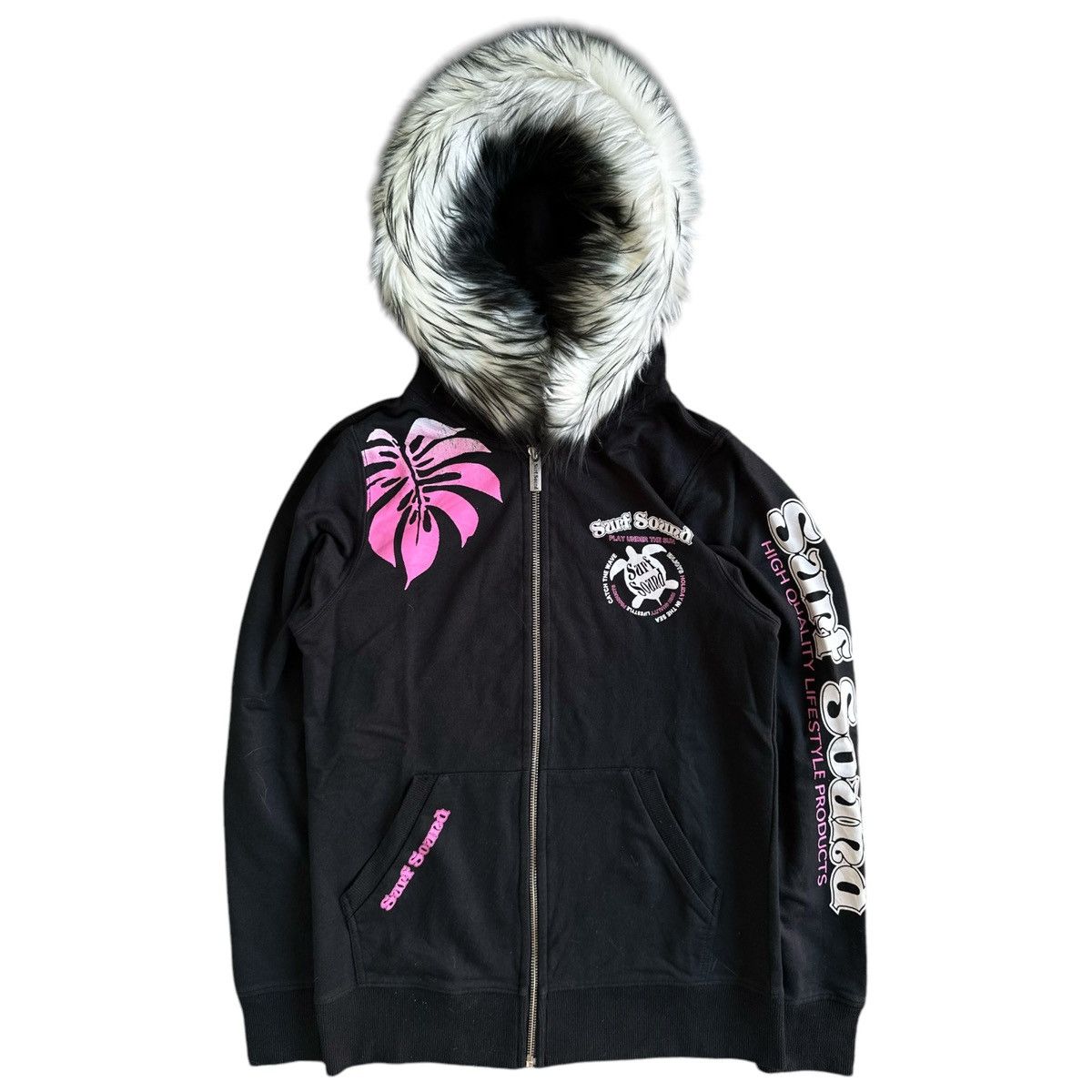 Hysteric Glamour VINTAGE SURF SOUND TURTLE POEM Fur Zip HOODIE LGB STYLE Size S / US 4 / IT 40 - 1 Thumbnail