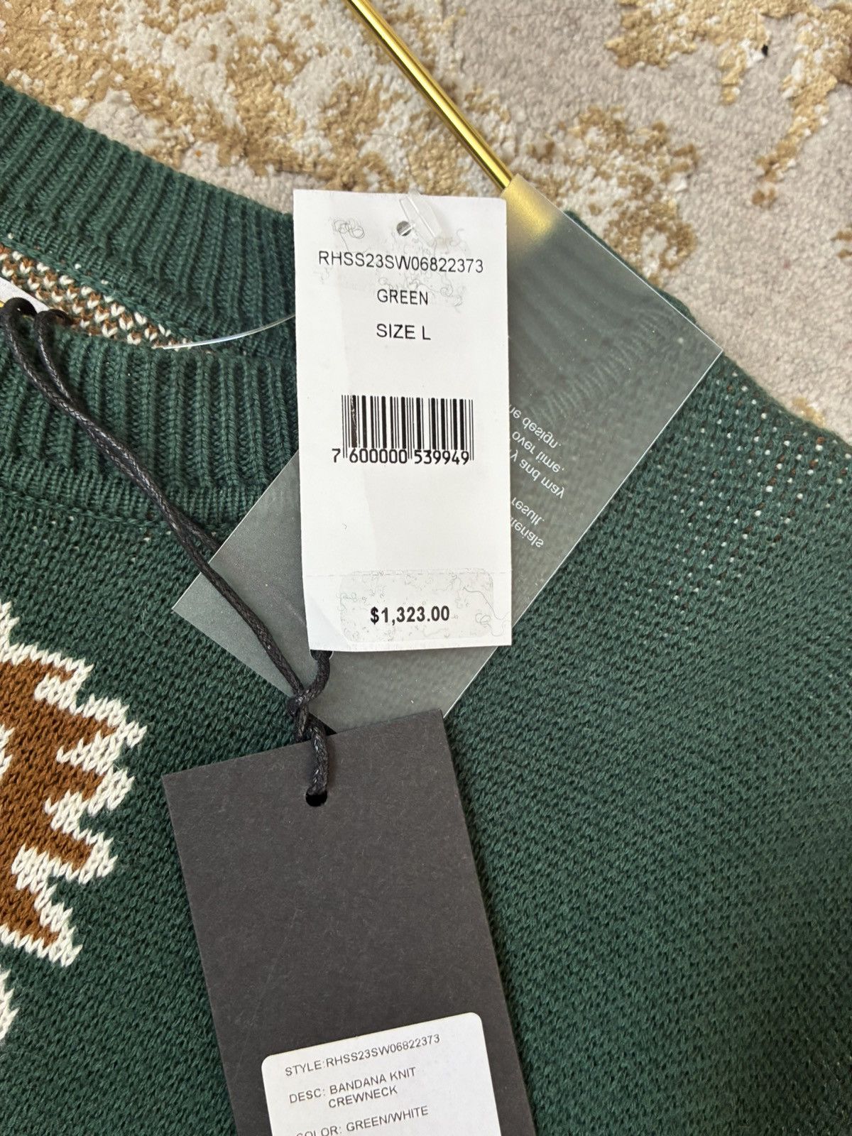 Rhude BANDANA KNIT CREWNECK "GREEN Size US L / EU 52-54 / 3 - 3 Thumbnail
