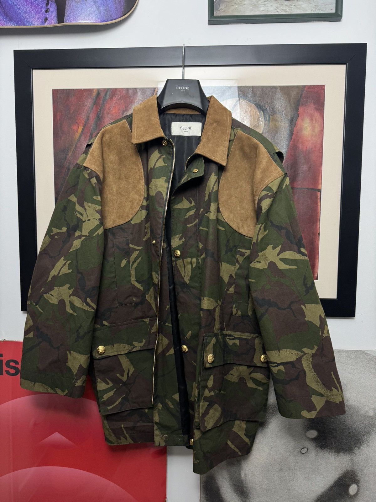 Celine Celine Hunting Camo Parka Hedi Slimane Suede Brown Gold Size US M / EU 48-50 / 2 - 2 Thumbnail
