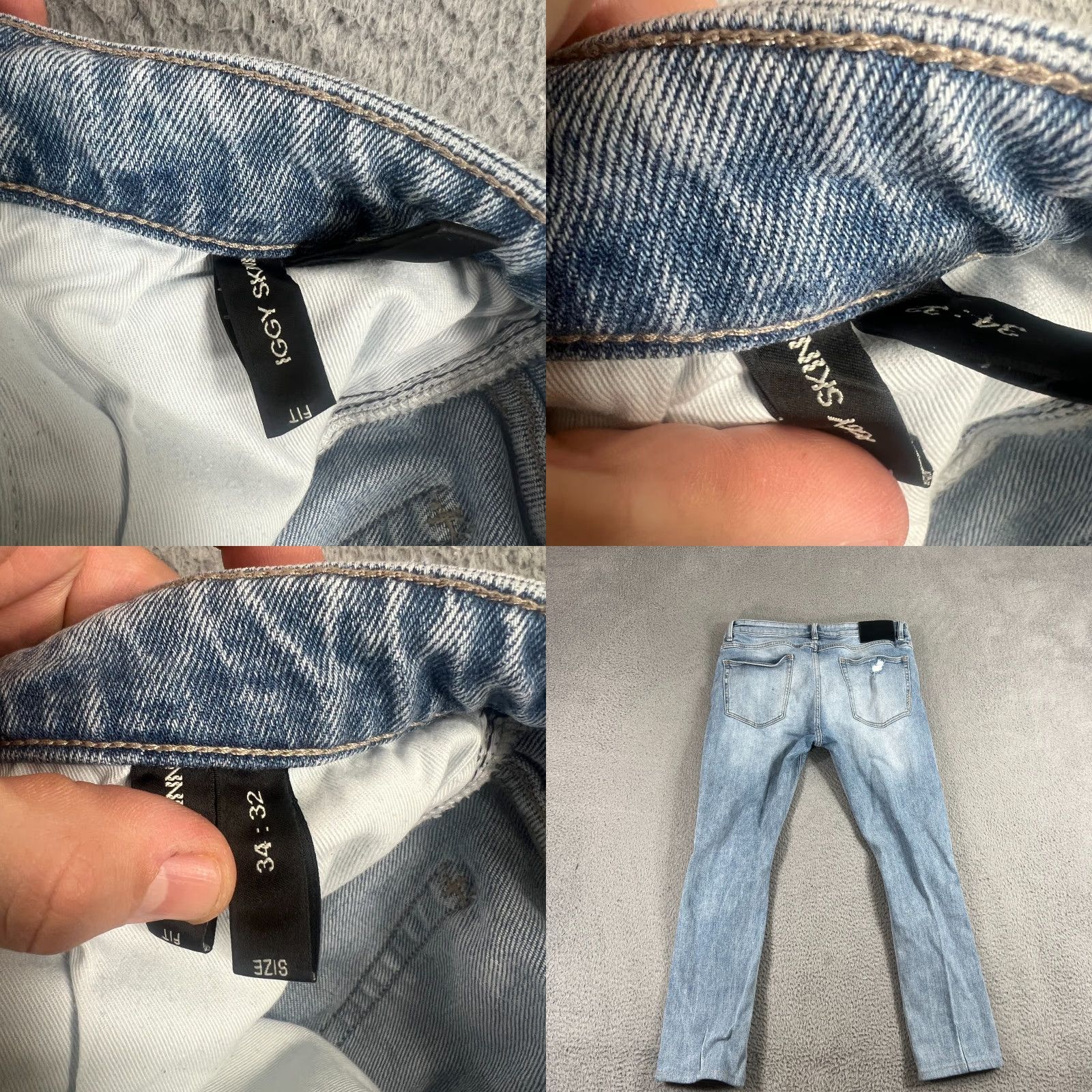Vintage NEUW Jeans Mens 34 Slim Skinny Light Wash Distressed Hemmed Denim Blue Regular Inseam 28 Jeans Mens Size US 34 / EU 50 - 9 Thumbnail