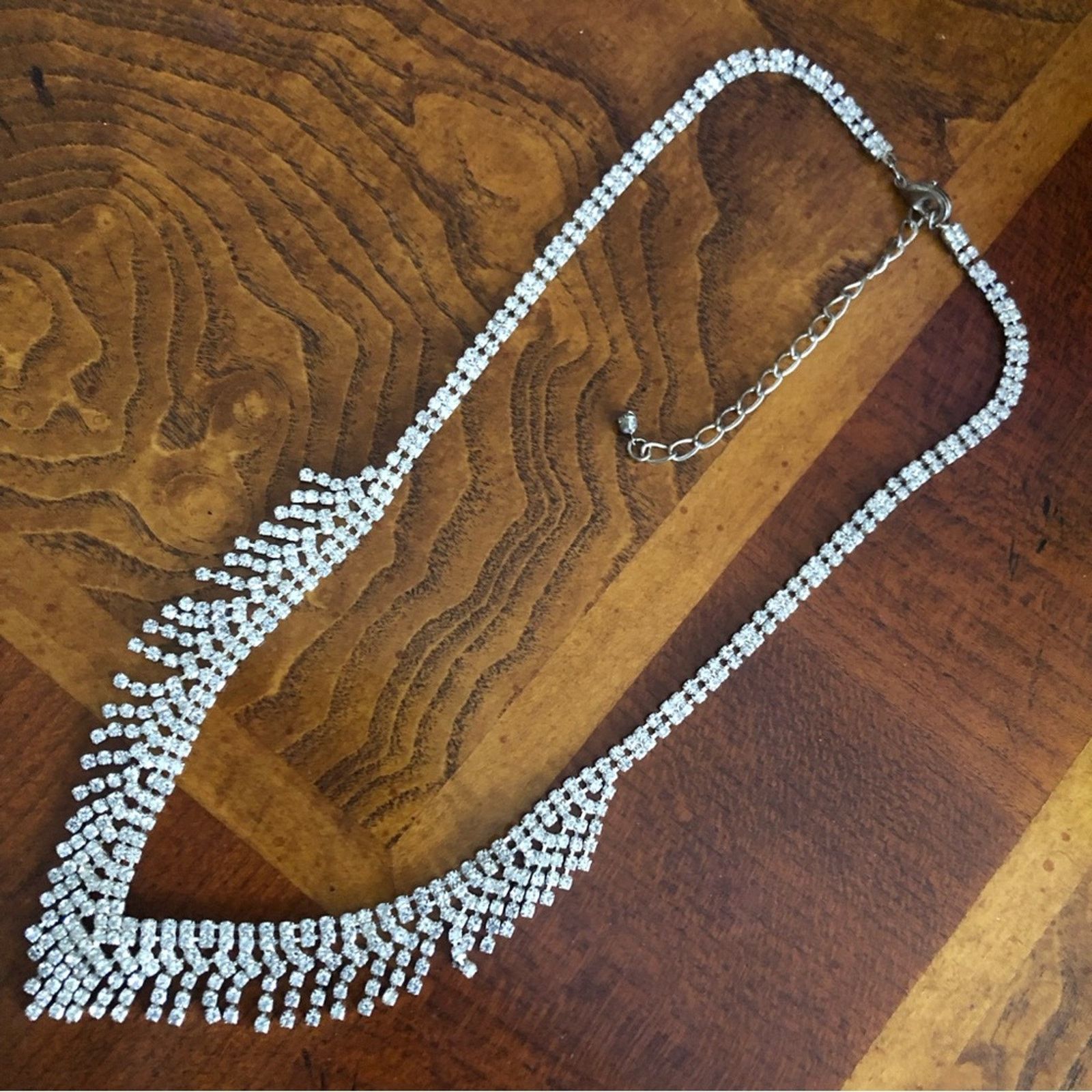 Jewelry Elegant clear rhinestone fringe necklace Size ONE SIZE - 3 Thumbnail
