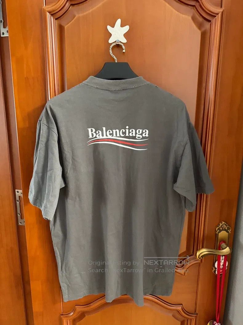 Balenciaga Balenciaga Grey Coke Distressed Logo Short Sleeve Size US M / EU 48-50 / 2 - 2 Thumbnail