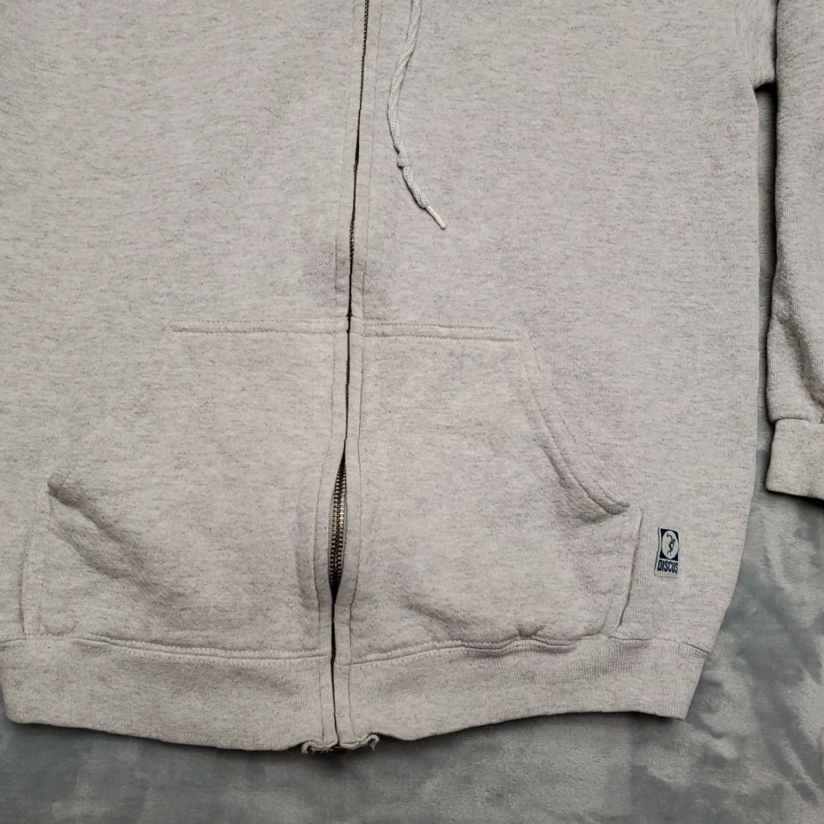 Vintage VINTAGE Discus Hoodie Shirt Mens M Gray Full Zip Sweatshirt Made in USA Size US M / EU 48-50 / 2 - 2 Thumbnail