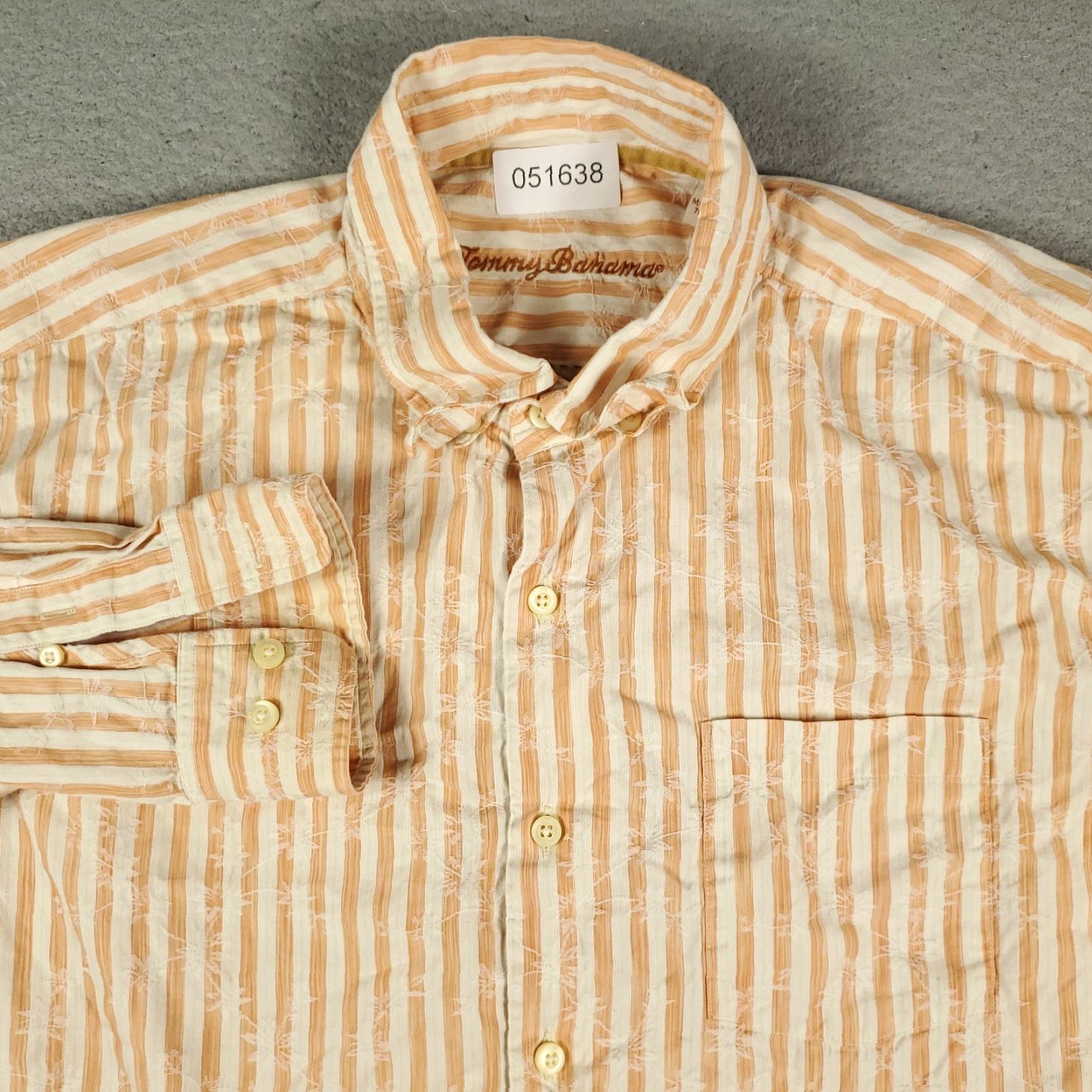 Tommy Bahama VINTAGE Tommy Bahama Shirt Mens XL Orange Striped Button-Up Long Sleeve Casual Formal Beach Classic Men's XL Orange Striped Button-Up Shirt Size US XL / EU 56 / 4 - 2 Thumbnail