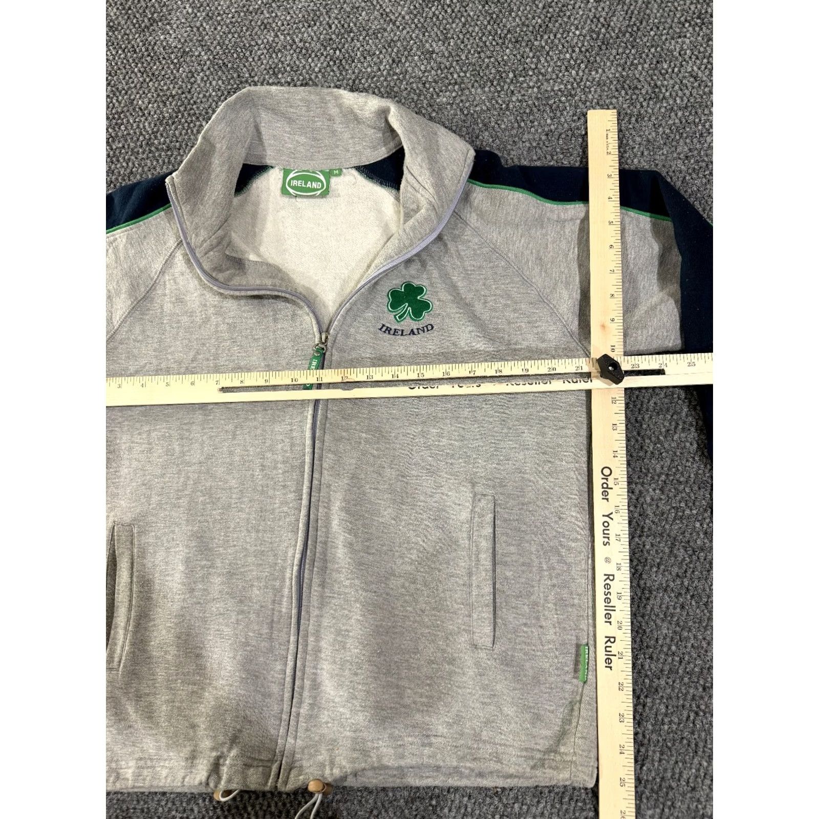 Vintage Ireland Quarter Zip Sweatshirt Mens M Gray Green Shamrock Fleece Pullover Zip Mock Neck Logo Size US M / EU 48-50 / 2 - 6 Thumbnail
