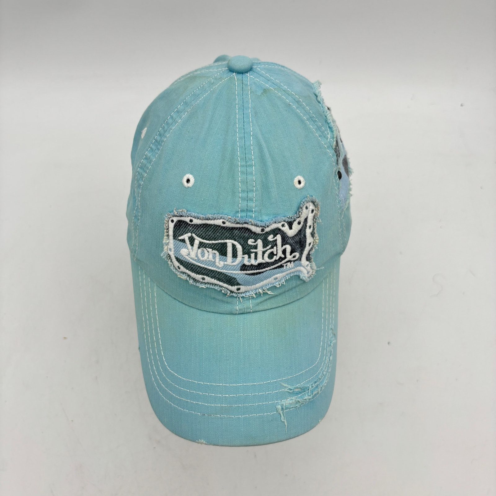 Von Dutch Von Dutch Baby Blue Distressed Cap Y2k Adjustable Hat Size ONE SIZE - 6 Thumbnail