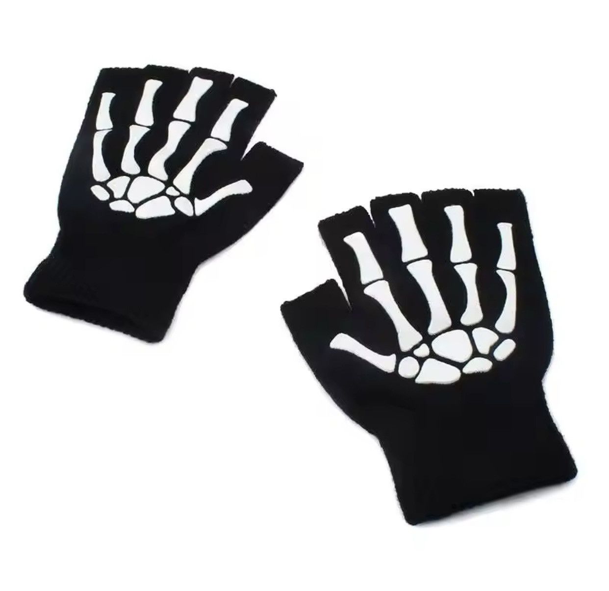 Japanese Brand Half Finger Skull Skeleton Gloves Size ONE SIZE - 9 Thumbnail