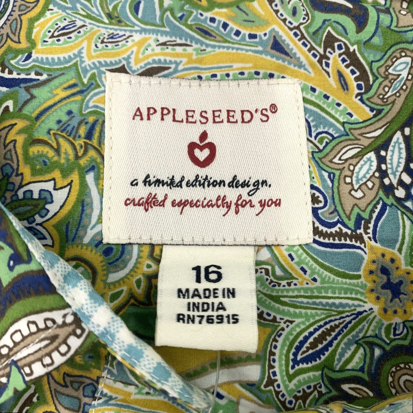 Vintage VINTAGE Appleseed's Shirt Womens 16 Long Sleeve Cotton Paisley Button-Up Top Green Blue Bohemian Size XXL / US 16-18 / IT 52-54 - 5 Thumbnail
