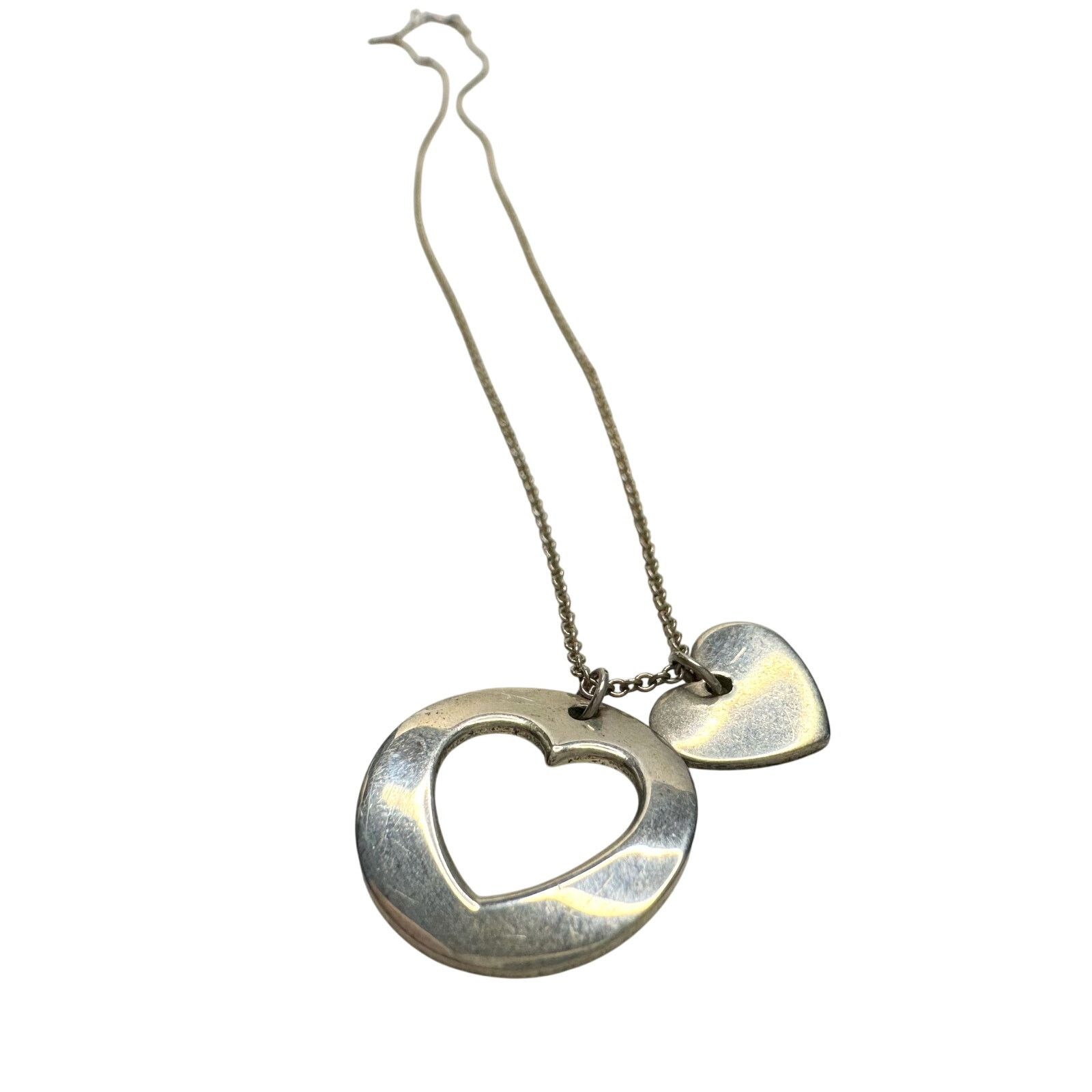 Tiffany & Co. Tiffany & Co. 2 Heart Necklace Stencil Heart w Cutout Heart Size ONE SIZE - 9 Thumbnail