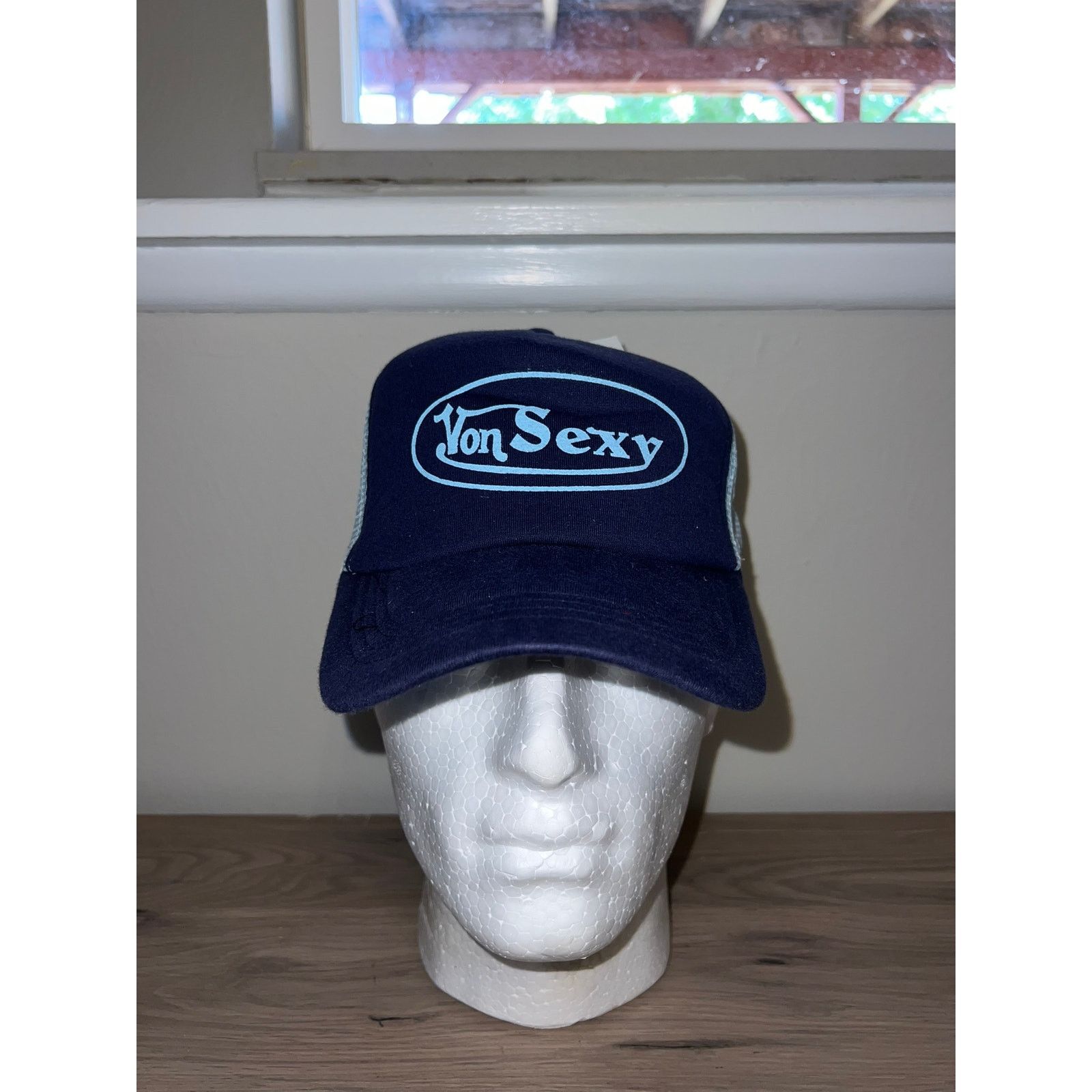 Vintage Y2K Von Sexy Blue Toned Trucker Hat Designer Spoof 2000s OS Size ONE SIZE - 1 Thumbnail