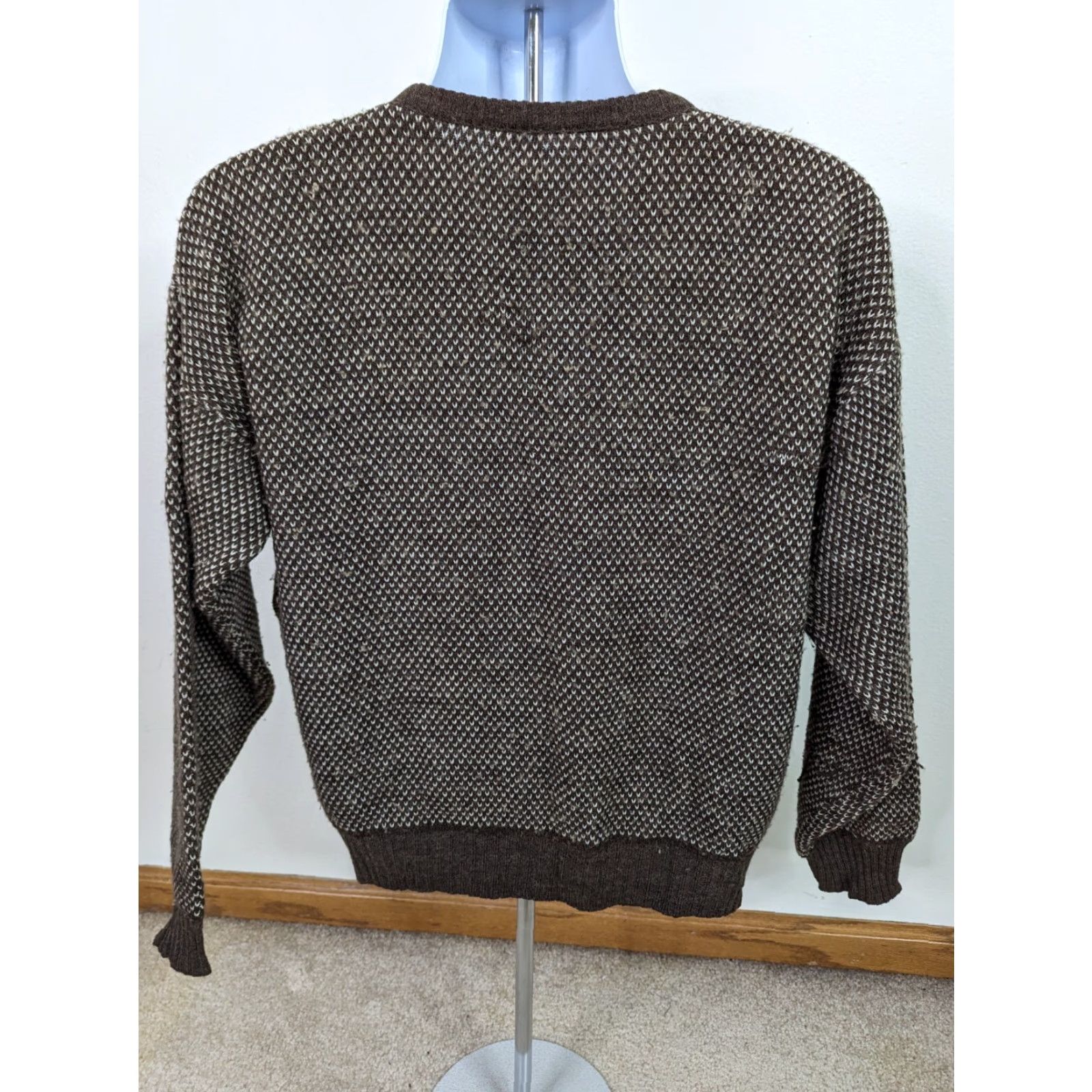 Vintage VINTAGE 80s Long Sleeve Plaid Check Grandpa Sweater Brown Men's L C1M Pullover Knit Shirt? Size US L / EU 52-54 / 3 - 3 Thumbnail