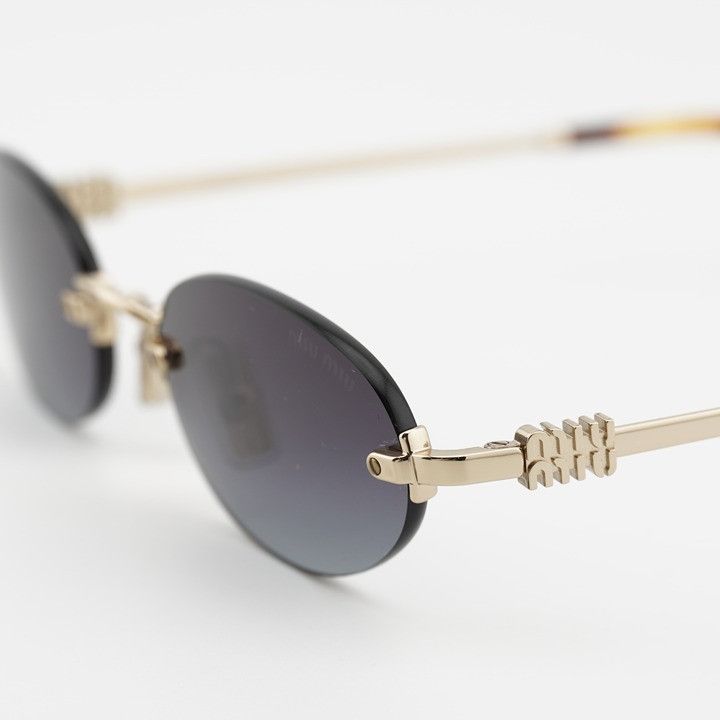 Miu Miu Miu Miu MUA54S ZVN5D1 Sunglasses Gold Oval Rimless Frame Size ONE SIZE - 3 Thumbnail