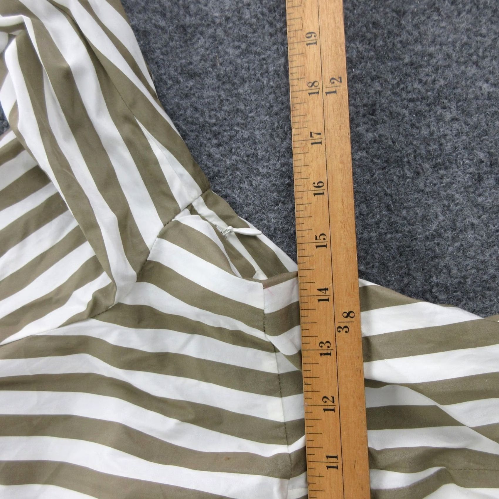 Vintage Akris Punto Shirt Dress Womens Midi Long Sleeve Belted Green Striped Size XL / US 12-14 / IT 48-50 - 6 Thumbnail