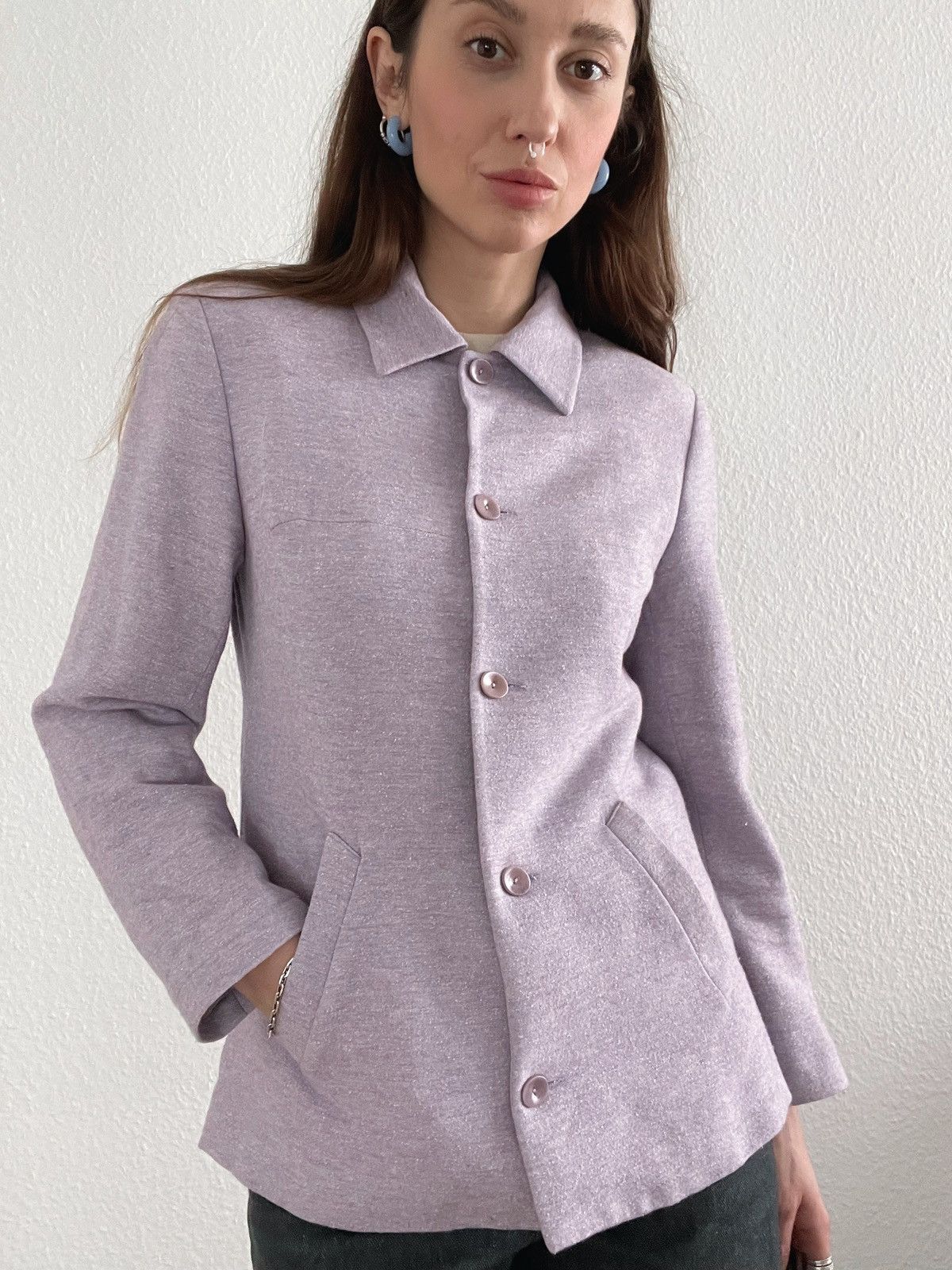 Designer × Vintage Vintage lilac jacket: Viscose, wool and silk Size XS / US 0-2 / IT 36-38 - 1 Thumbnail