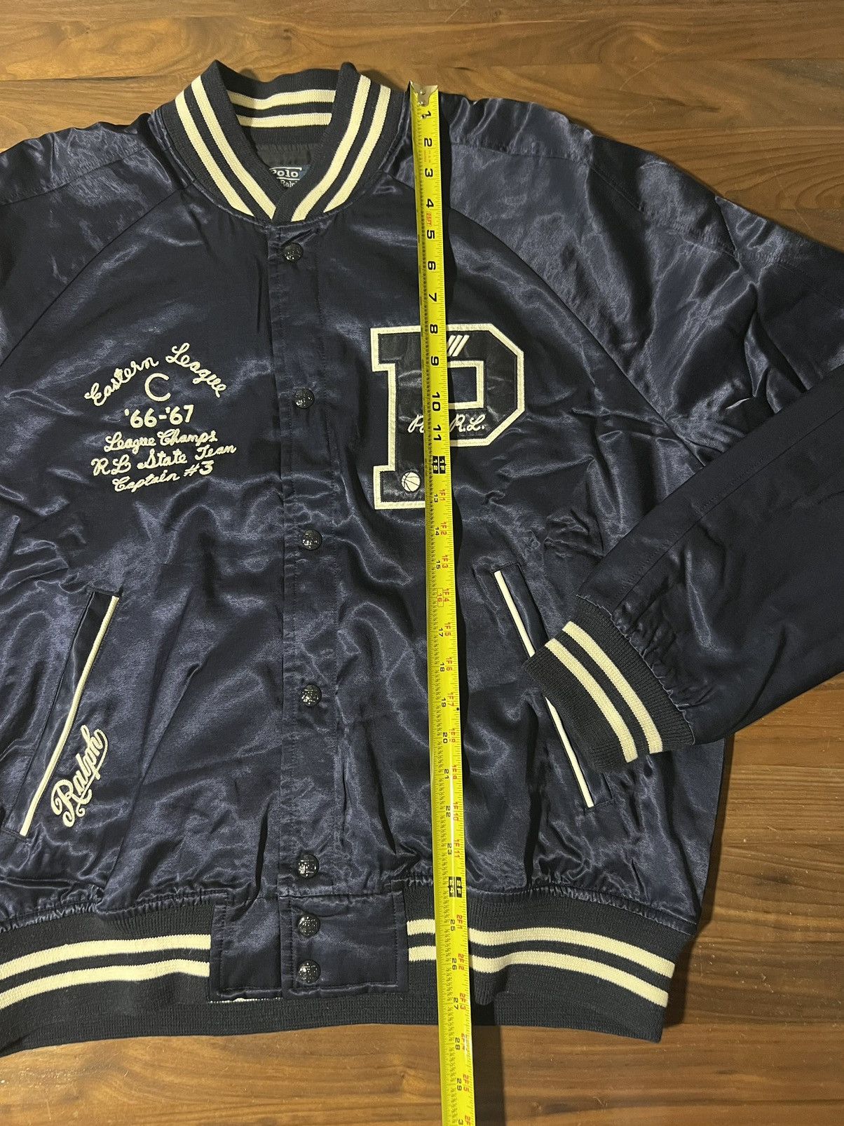 Polo Ralph Lauren Polo Ralph Lauren Satin Letterman Varisty Jacket Navy XL Size US XL / EU 56 / 4 - 10 Thumbnail