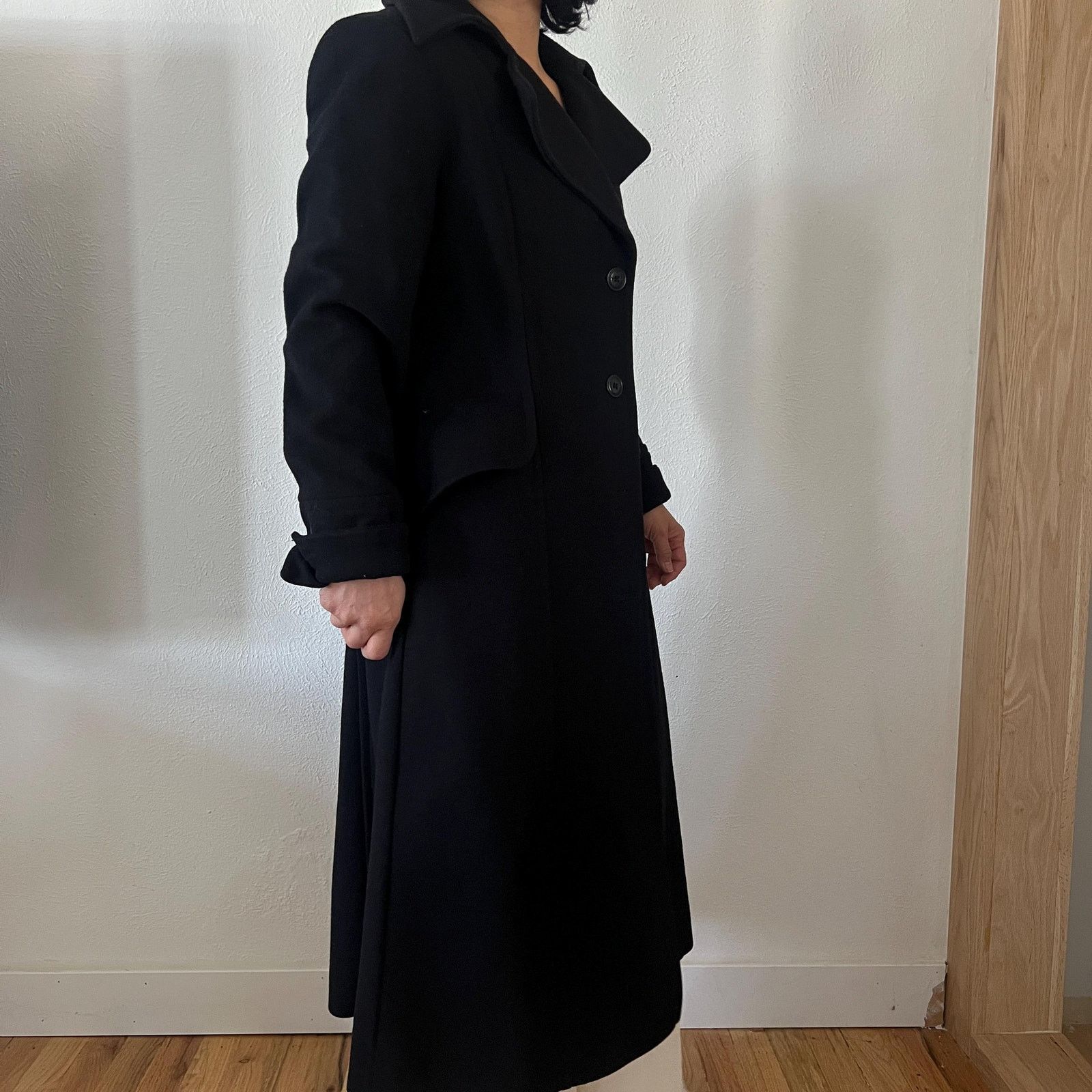 Vintage Vintage 90s Black wool classic clean line coat size 6 Size M / US 6-8 / IT 42-44 - 7 Thumbnail