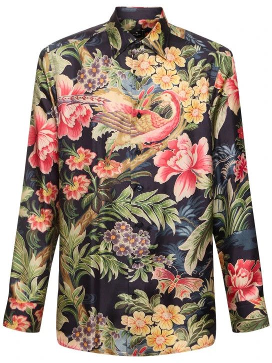 Etro o1lsvrm0425 Silk Short Sleeve Shirt in Multicolor Size US L / EU 52-54 / 3 - 1 Thumbnail