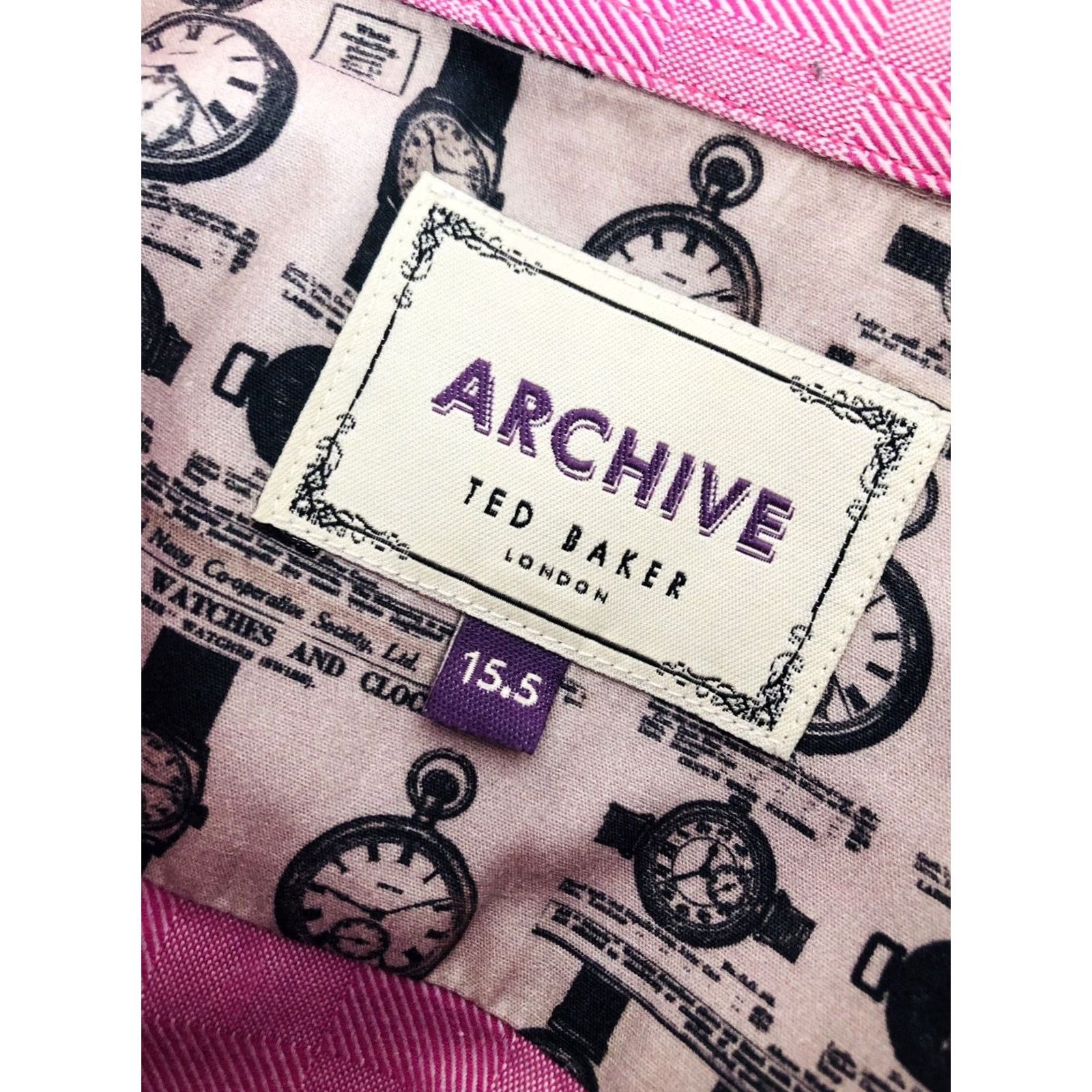 Ted Baker TED BAKER London Shirt Mens 15.5 Pink ARCHIVE TimePiece Wrist Watch FLIP CUFF Size US L / EU 52-54 / 3 - 6 Thumbnail
