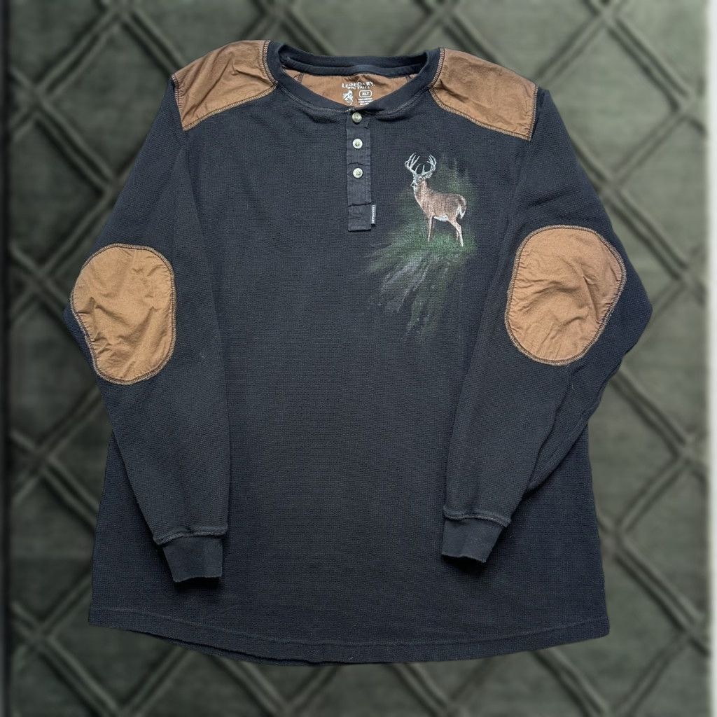 Vintage Legendary Whitetails Deer Print Shirt Mens XLT Henley Thermal ...