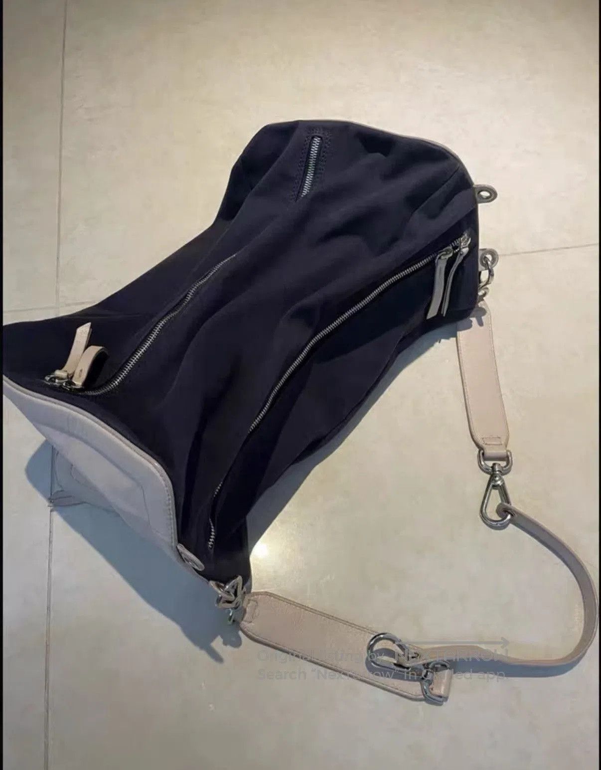 Maison Margiela Blue Canvas Shoulder Bag with Leather Straps. Size ONE SIZE - 2 Thumbnail