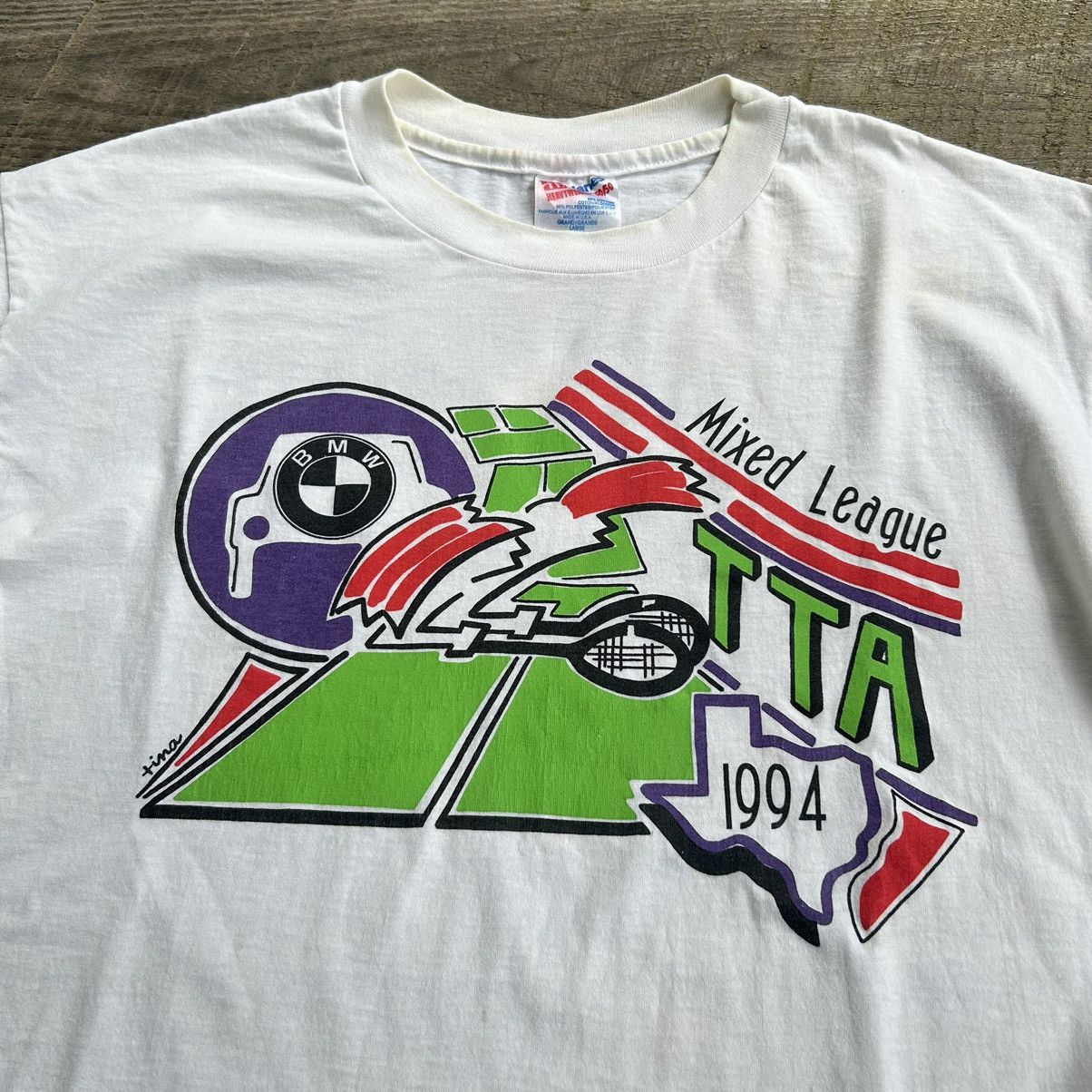 Vintage Vintage 90s Mixed League Texas Tennis BMW Car T Shirt Size US L / EU 52-54 / 3 - 8 Thumbnail