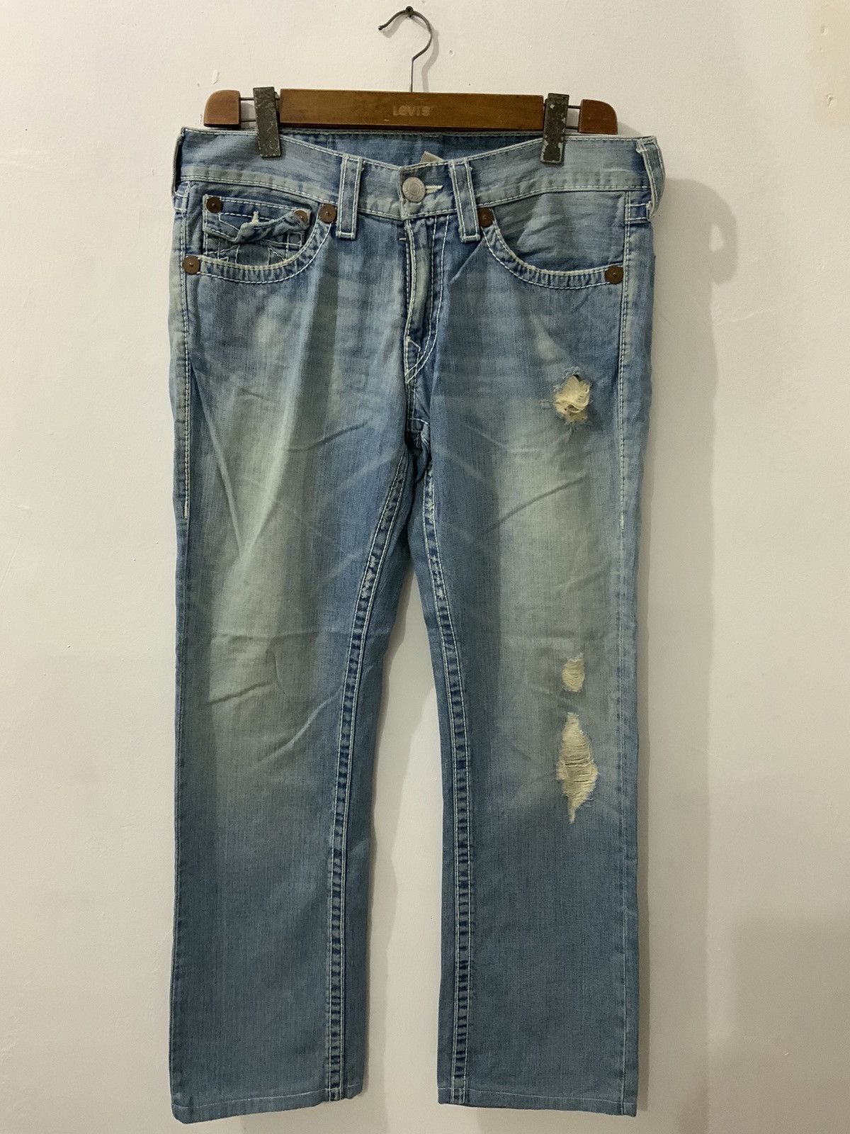 True Religion True Religion Distressed Acid Wash Fade Jeans Size US 33 - 1 Thumbnail