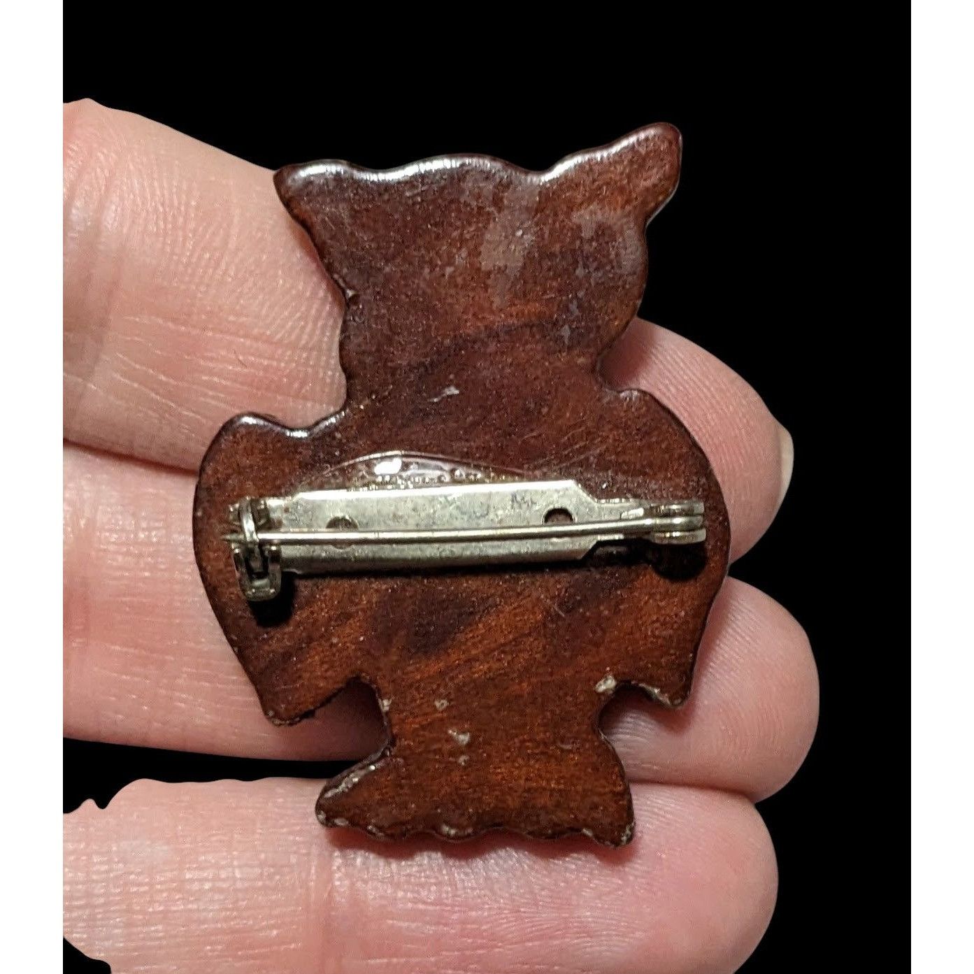 Other Vintage Hand Carved Wooden Brown Owl Brooch Size ONE SIZE - 2 Thumbnail