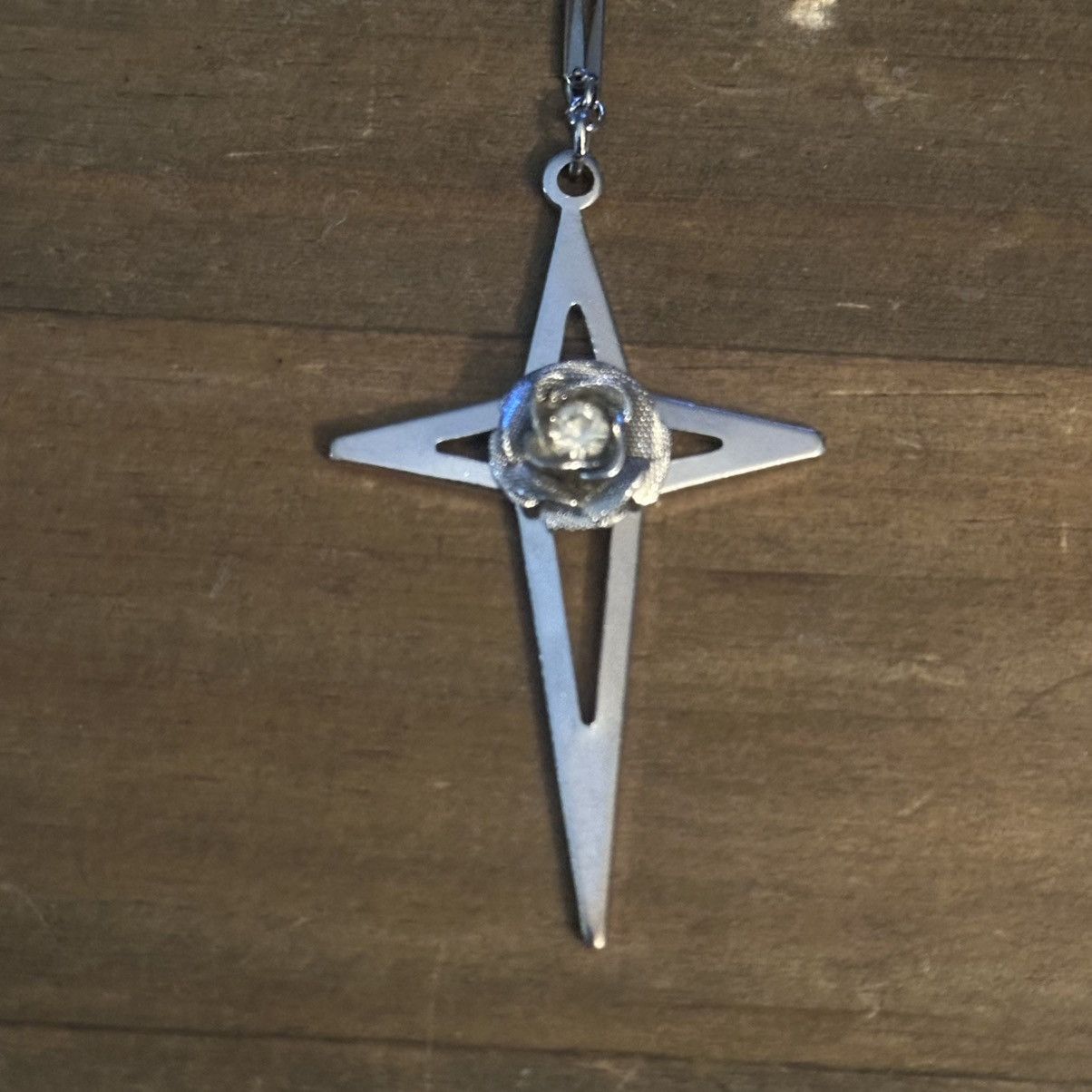 Vintage Vintage Hobé silver tone star cross pendant necklace Size ONE SIZE - 3 Thumbnail