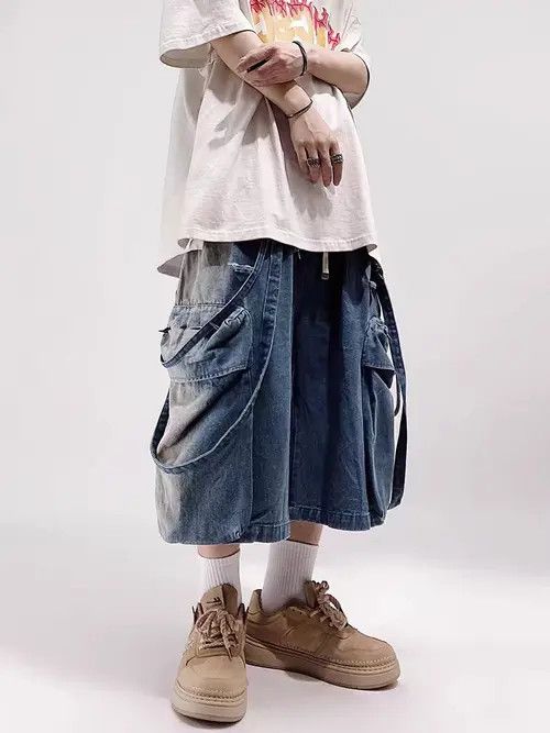 VIBE Vintage High Street Hip Hop Loose Fit Denim Shorts Size US 28 / EU 44 - 2 Thumbnail