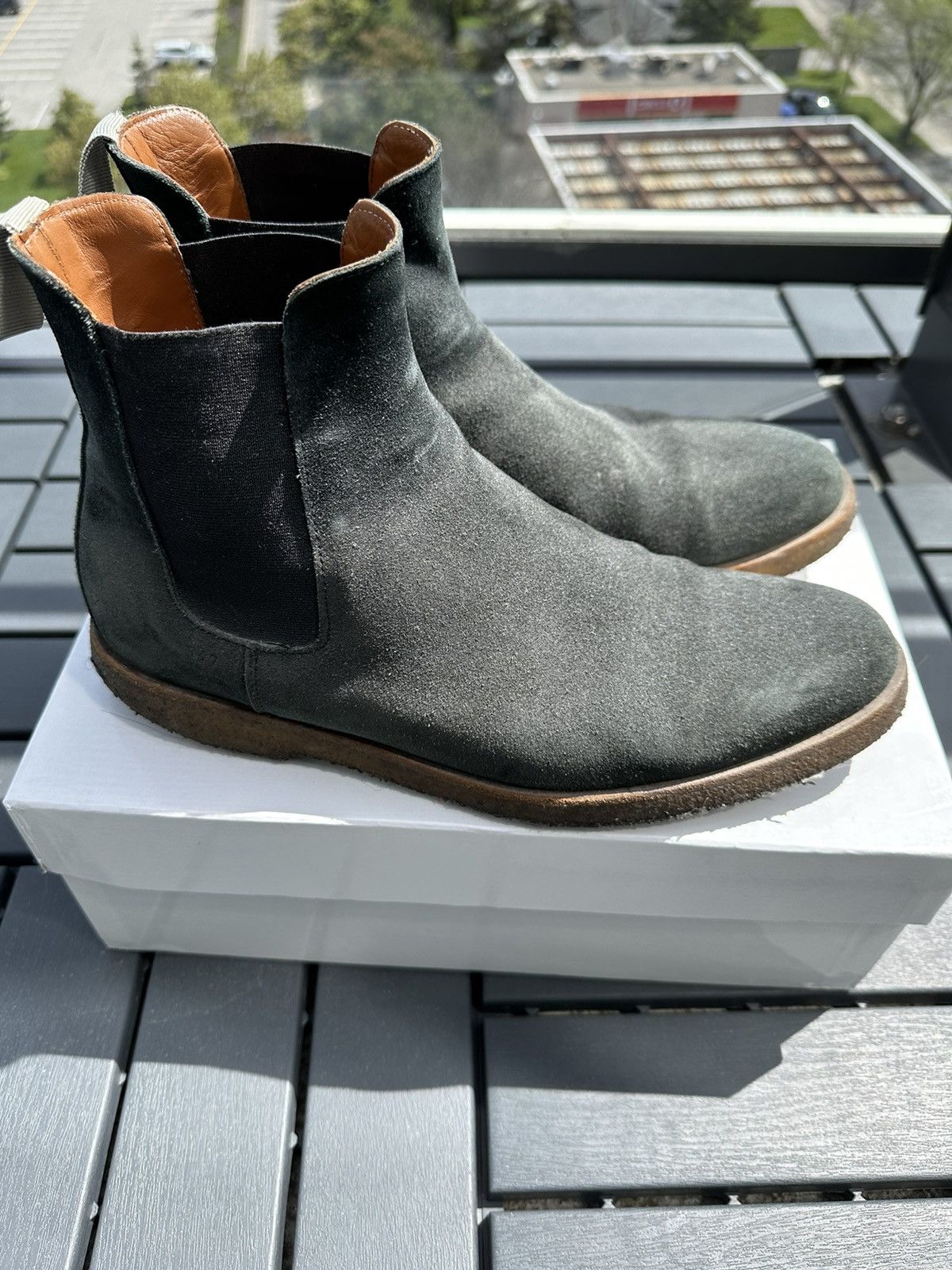 Common projects grey suede chelsea boots online