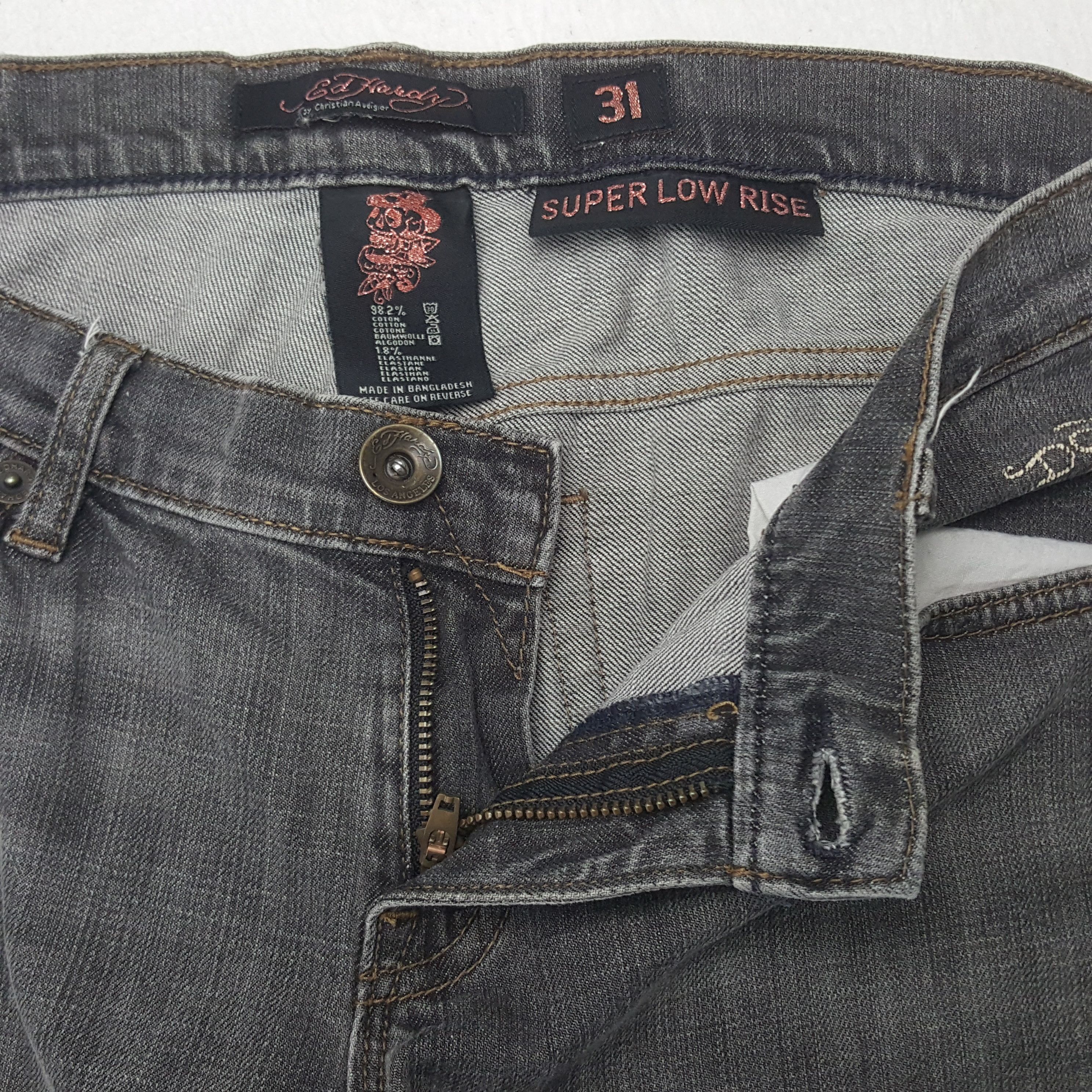 Ed Hardy × Vintage Vintage Ed Hardy Spell Out Logo Denim Jeans Size 34" / US 12 / IT 48 - 12 Thumbnail