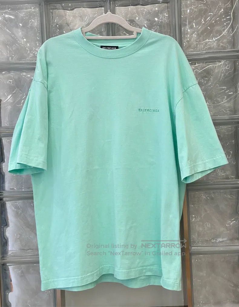Balenciaga Balenciaga Mint Green Short Sleeve T-Shirt with Front and Size US S / EU 44-46 / 1 - 1 Thumbnail