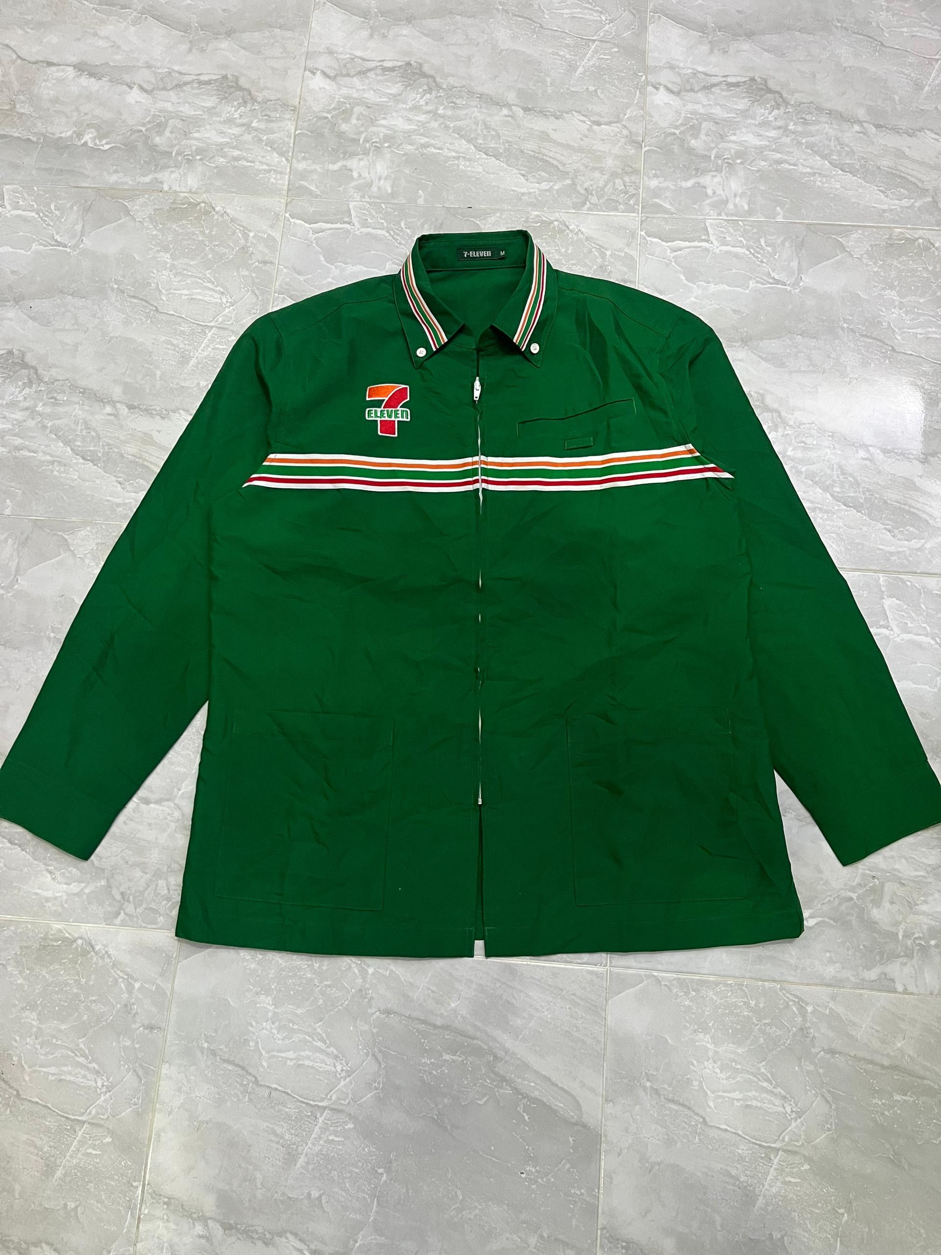 Japanese Brand 7-Eleven Japan Workwear Zip Shirt Racing Stripe Size US M / EU 48-50 / 2 - 11 Thumbnail