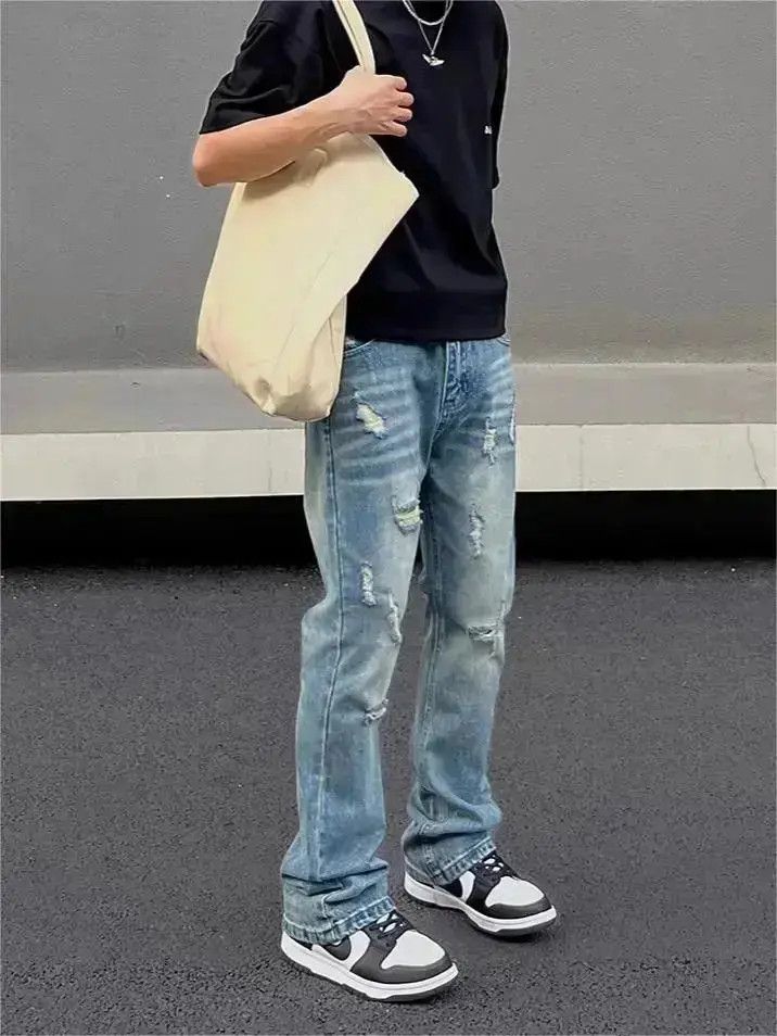 Japanese Brand Straight leg slimming distressed jeans Size US 32 / EU 48 - 1 Thumbnail