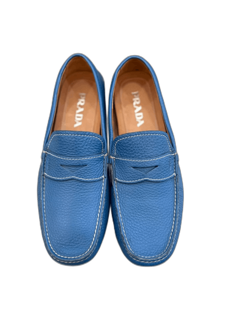 Prada prada blue leather loafers Size US 7 / EU 40 - 1 Thumbnail
